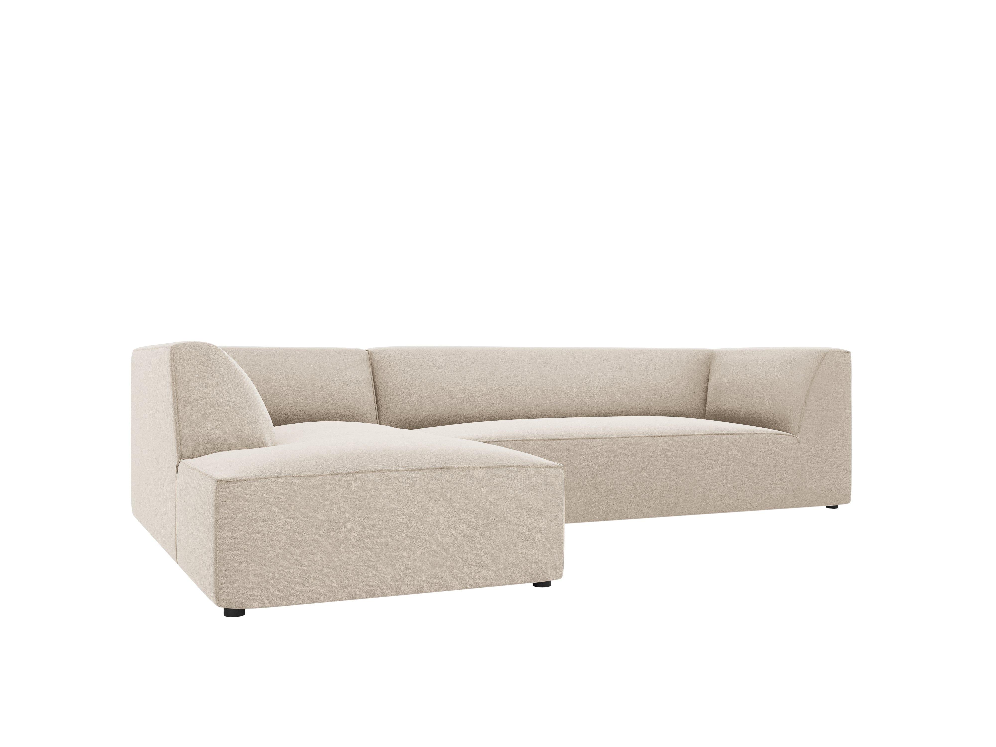 Narożnik aksamitny 4-osobowy lewostronny RUBY beżowy Micadoni    Eye on Design