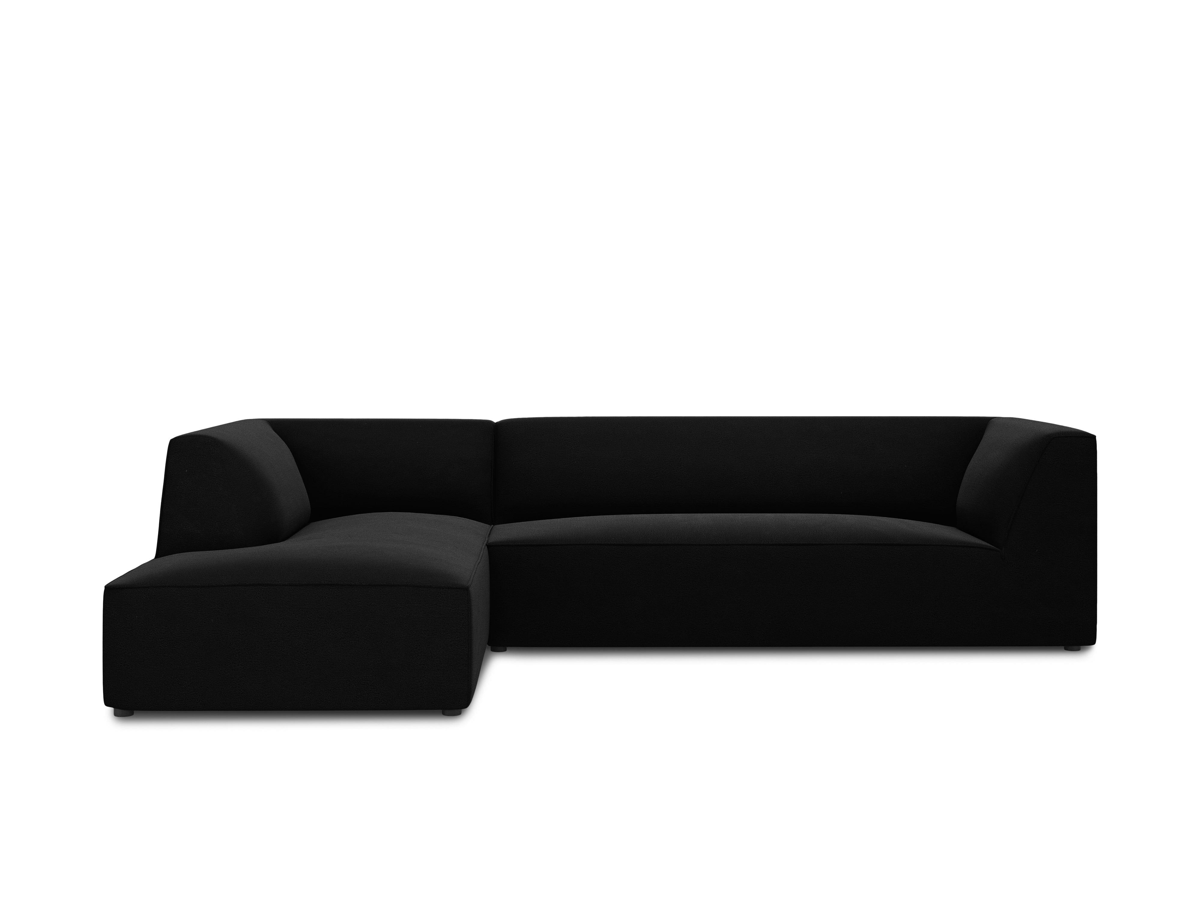 Narożnik aksamitny 4-osobowy lewostronny RUBY czarny Micadoni    Eye on Design