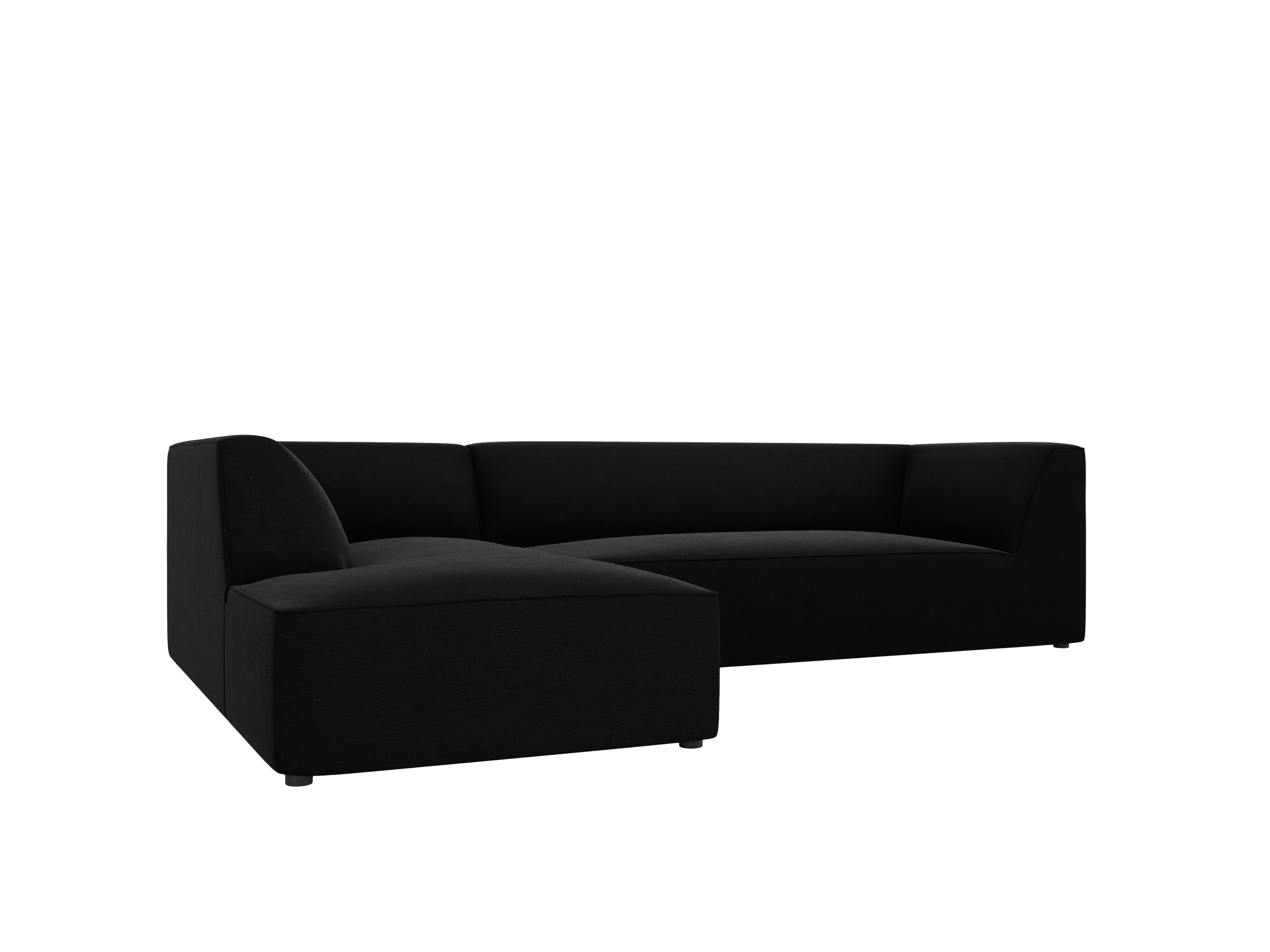 Narożnik aksamitny 4-osobowy lewostronny RUBY czarny Micadoni    Eye on Design