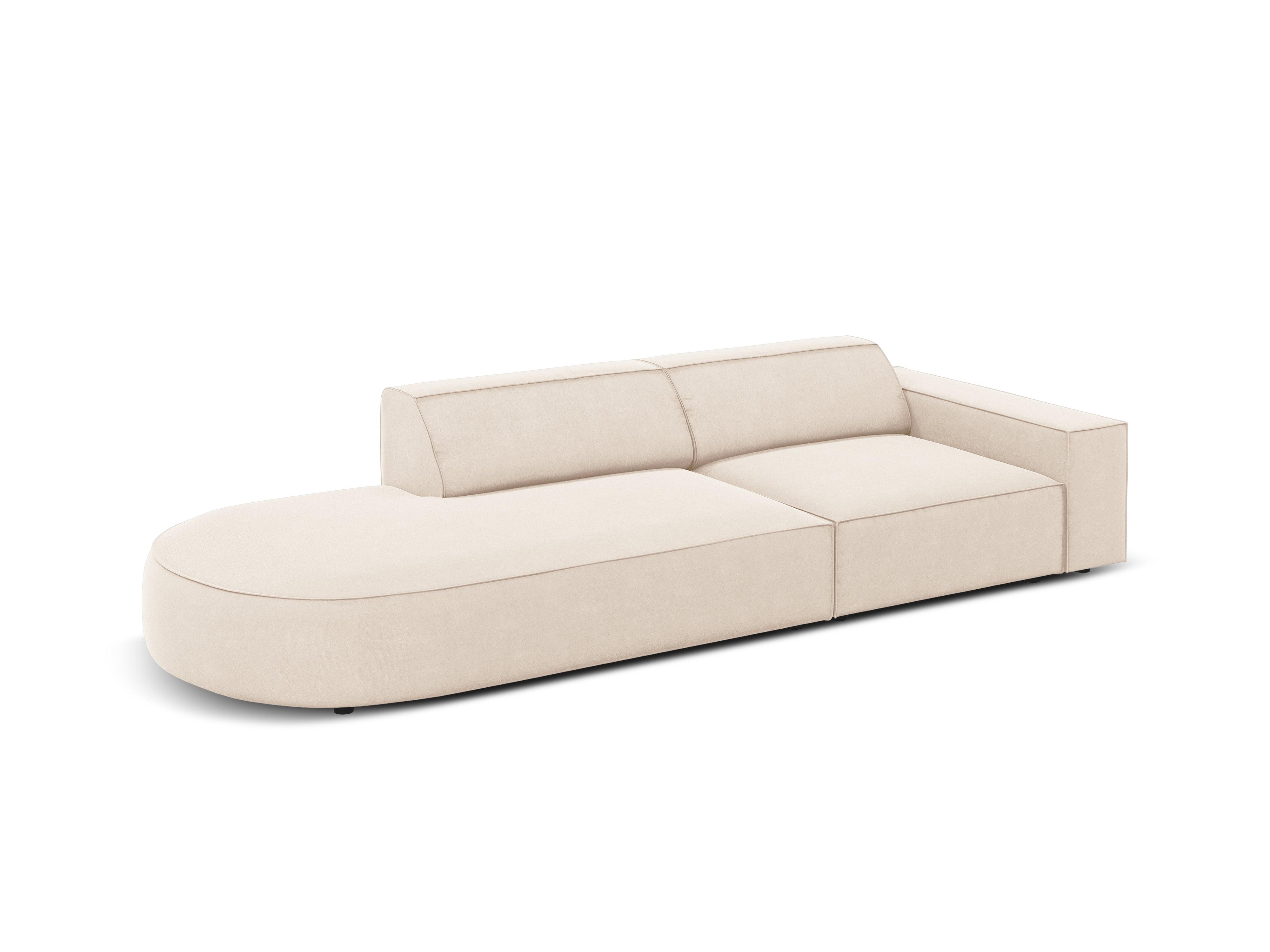 Sofa aksamitna lewostronna okrągła 3-osobowa JODIE jasnobeżowy Micadoni    Eye on Design