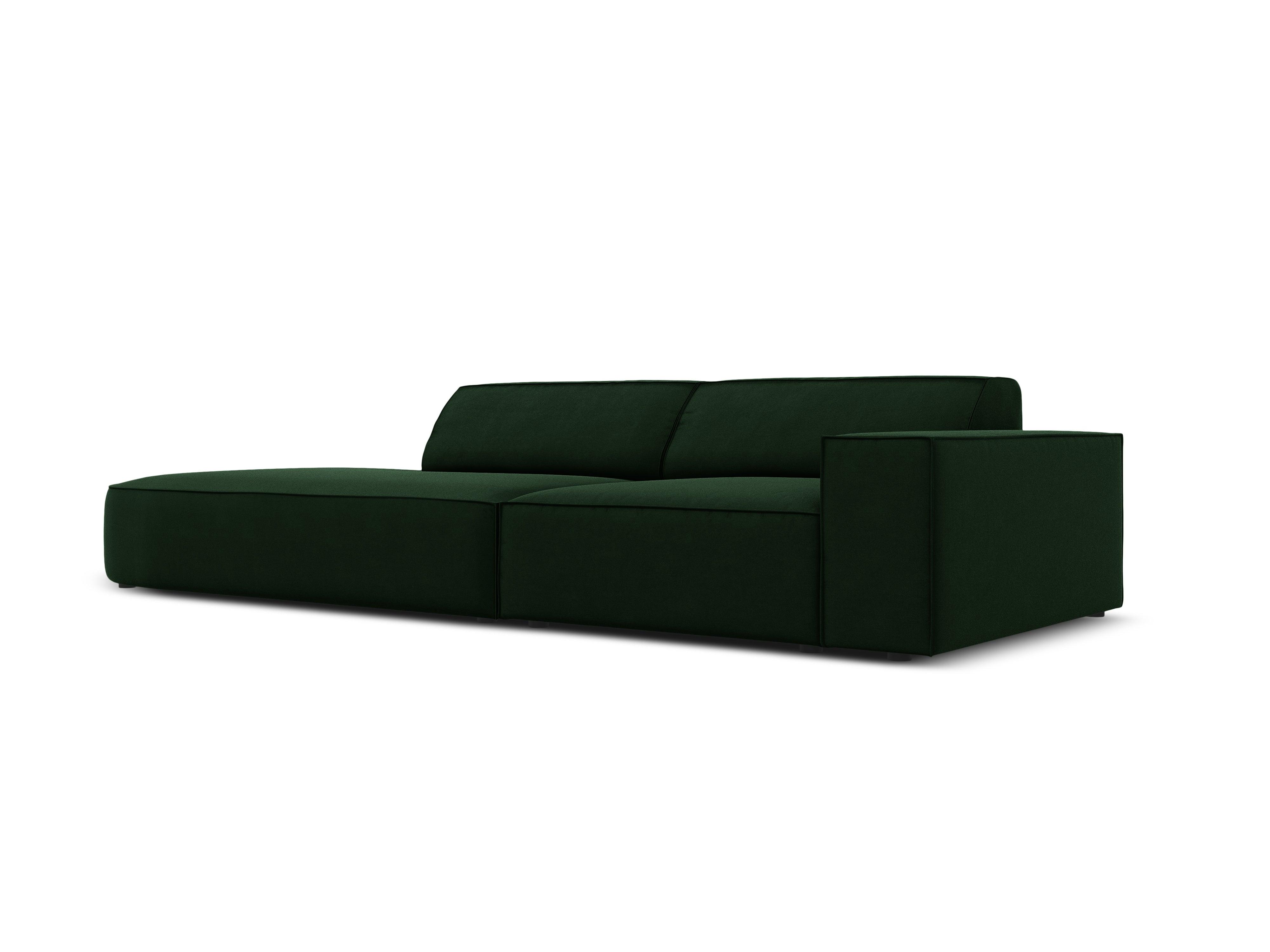 Sofa aksamitna lewostronna okrągła 3-osobowa JODIE butelkowa zieleń Micadoni    Eye on Design