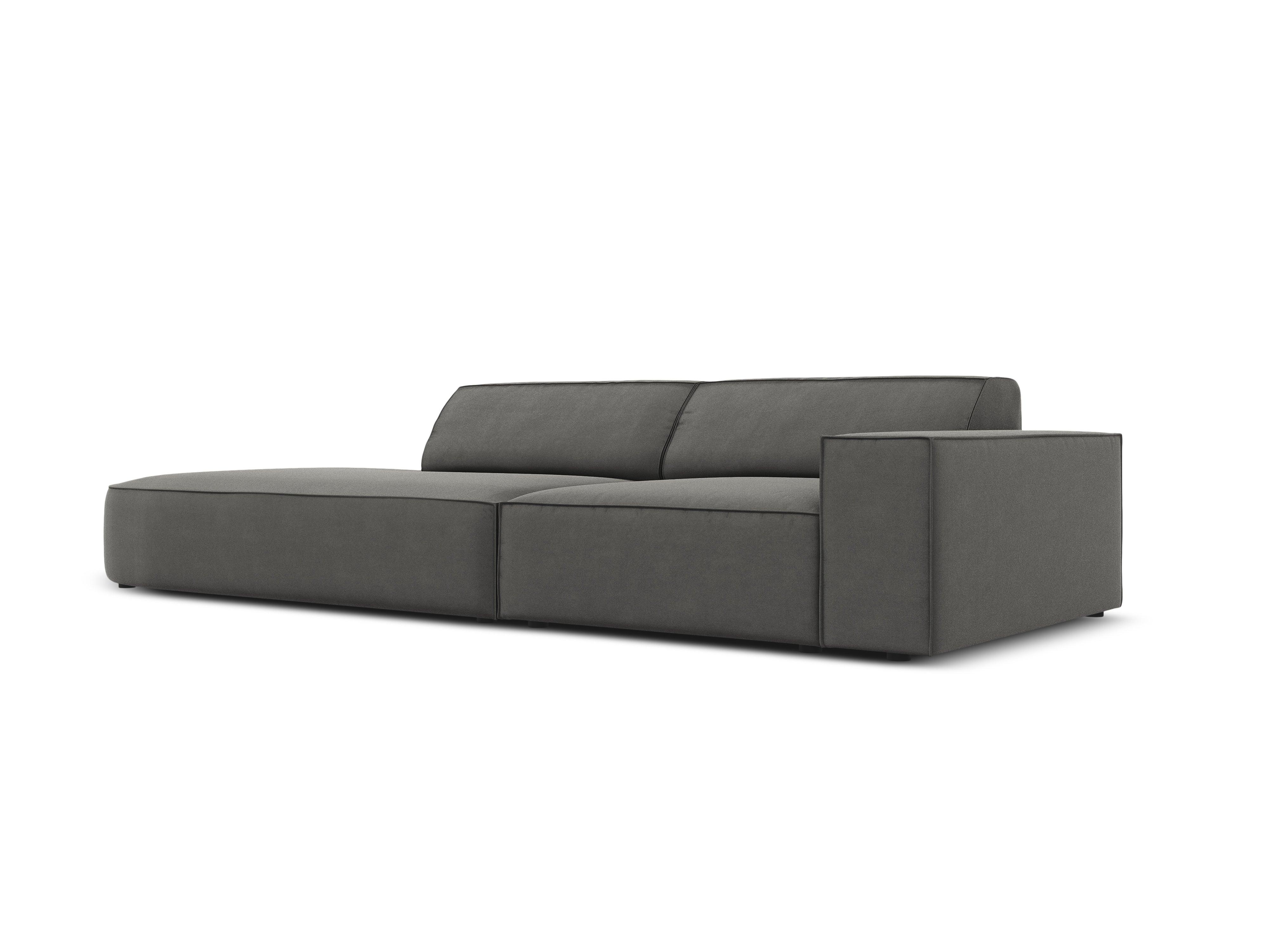 Sofa aksamitna lewostronna okrągła 3-osobowa JODIE jasnoszary Micadoni    Eye on Design