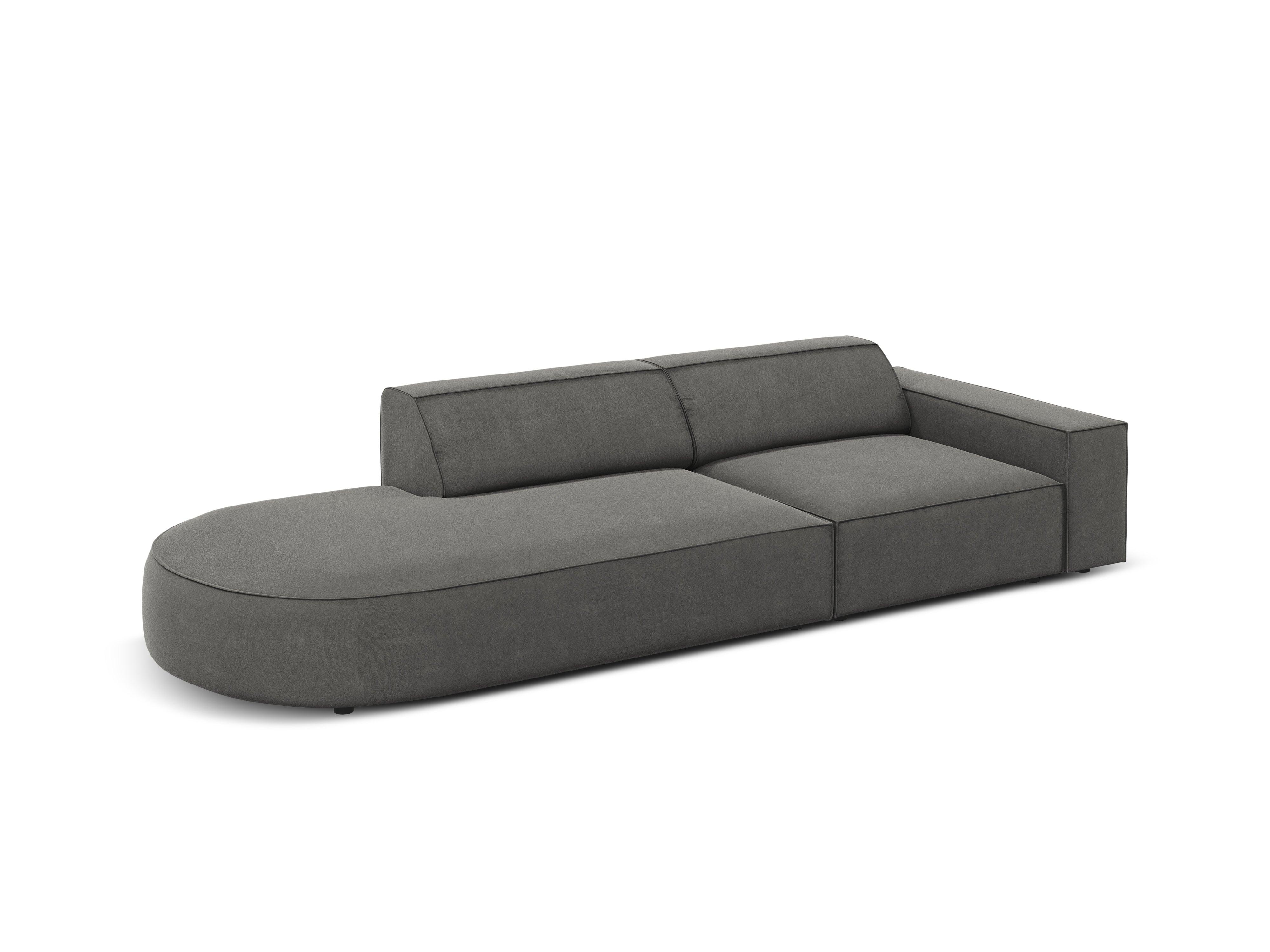 Sofa aksamitna lewostronna okrągła 3-osobowa JODIE jasnoszary Micadoni    Eye on Design
