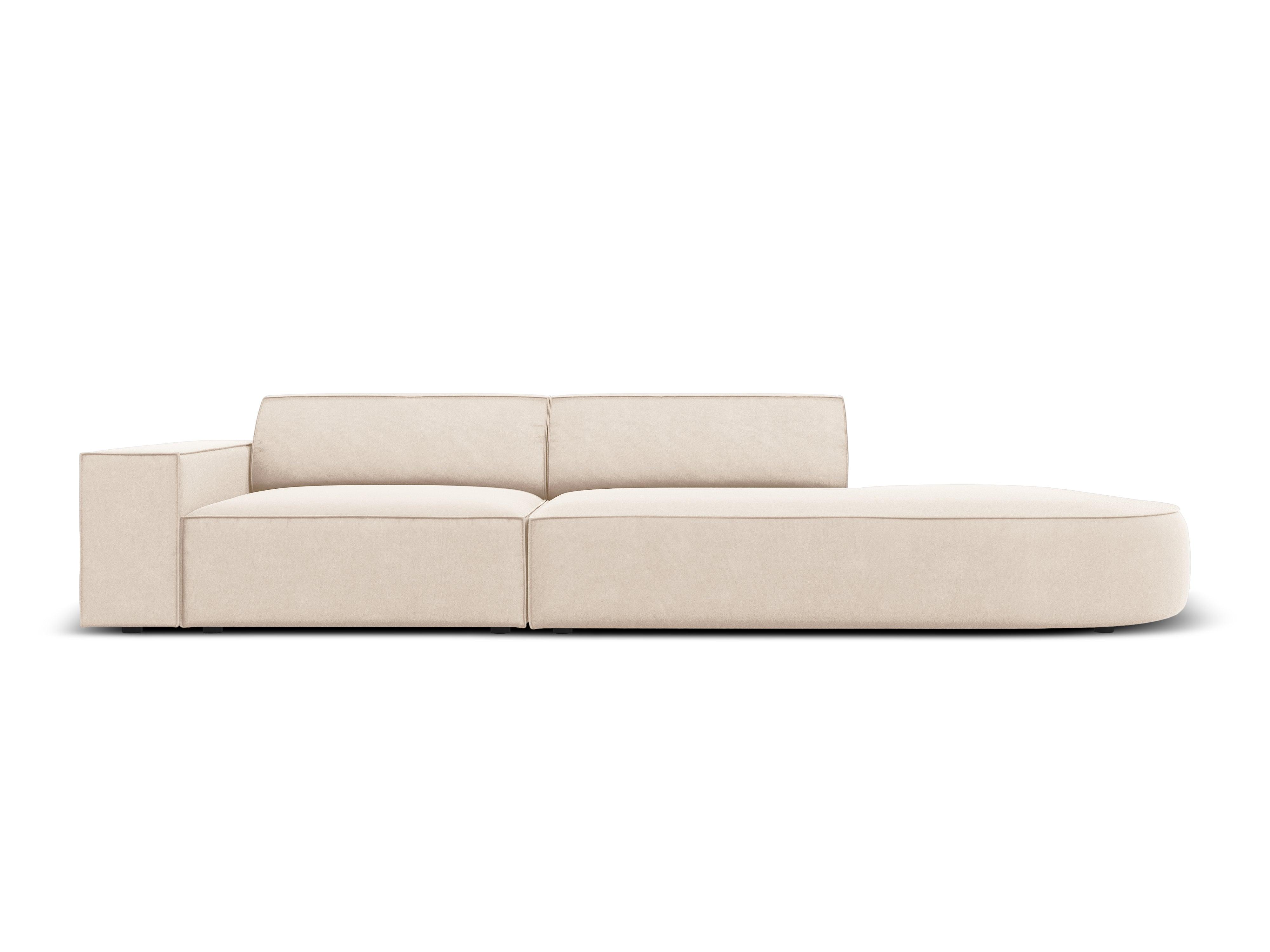 Sofa aksamitna prawostronna okrągła 3-osobowa JODIE jasnobeżowy Micadoni    Eye on Design
