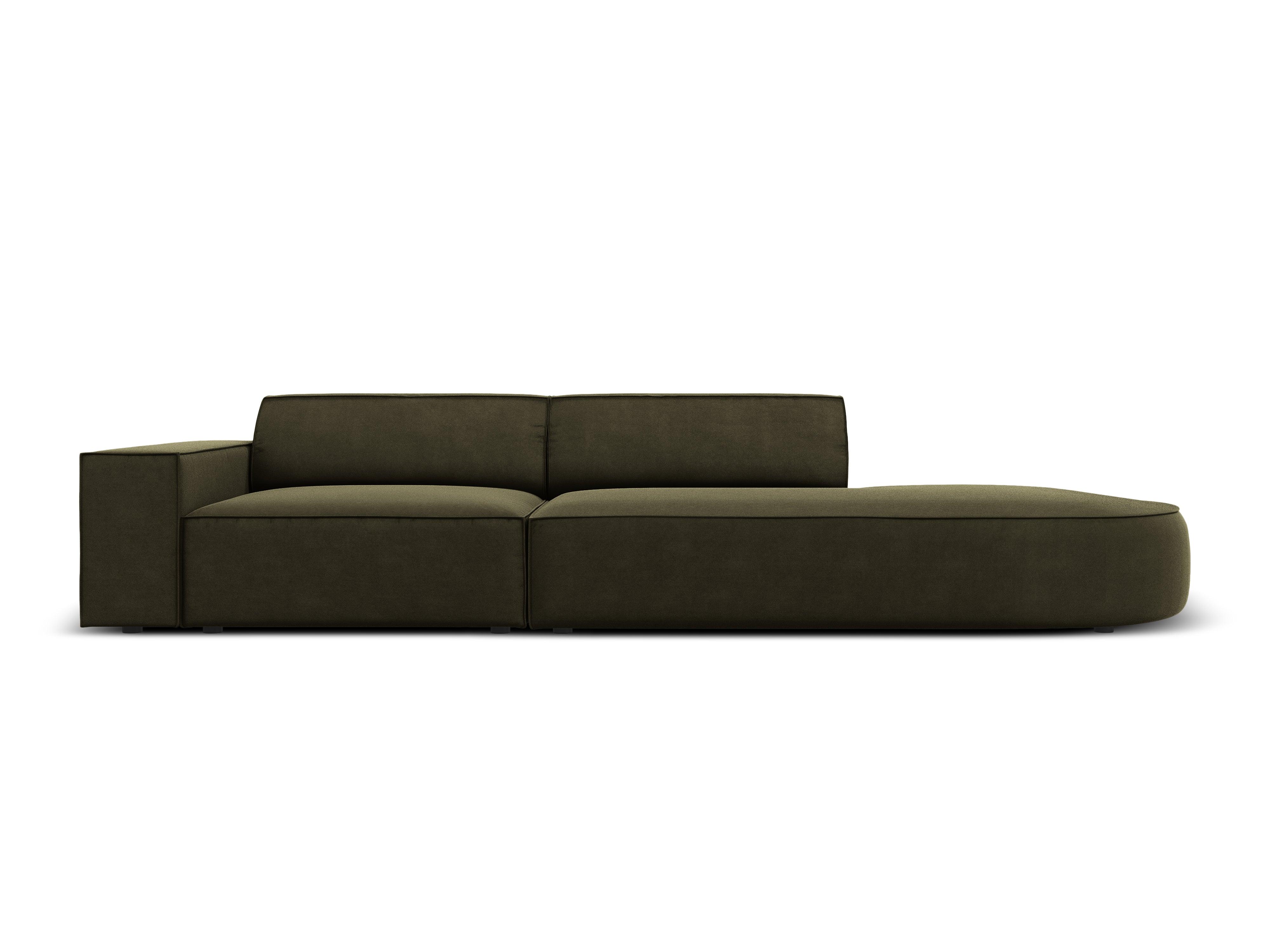 Sofa aksamitna prawostronna okrągła 3-osobowa JODIE zielony Micadoni    Eye on Design