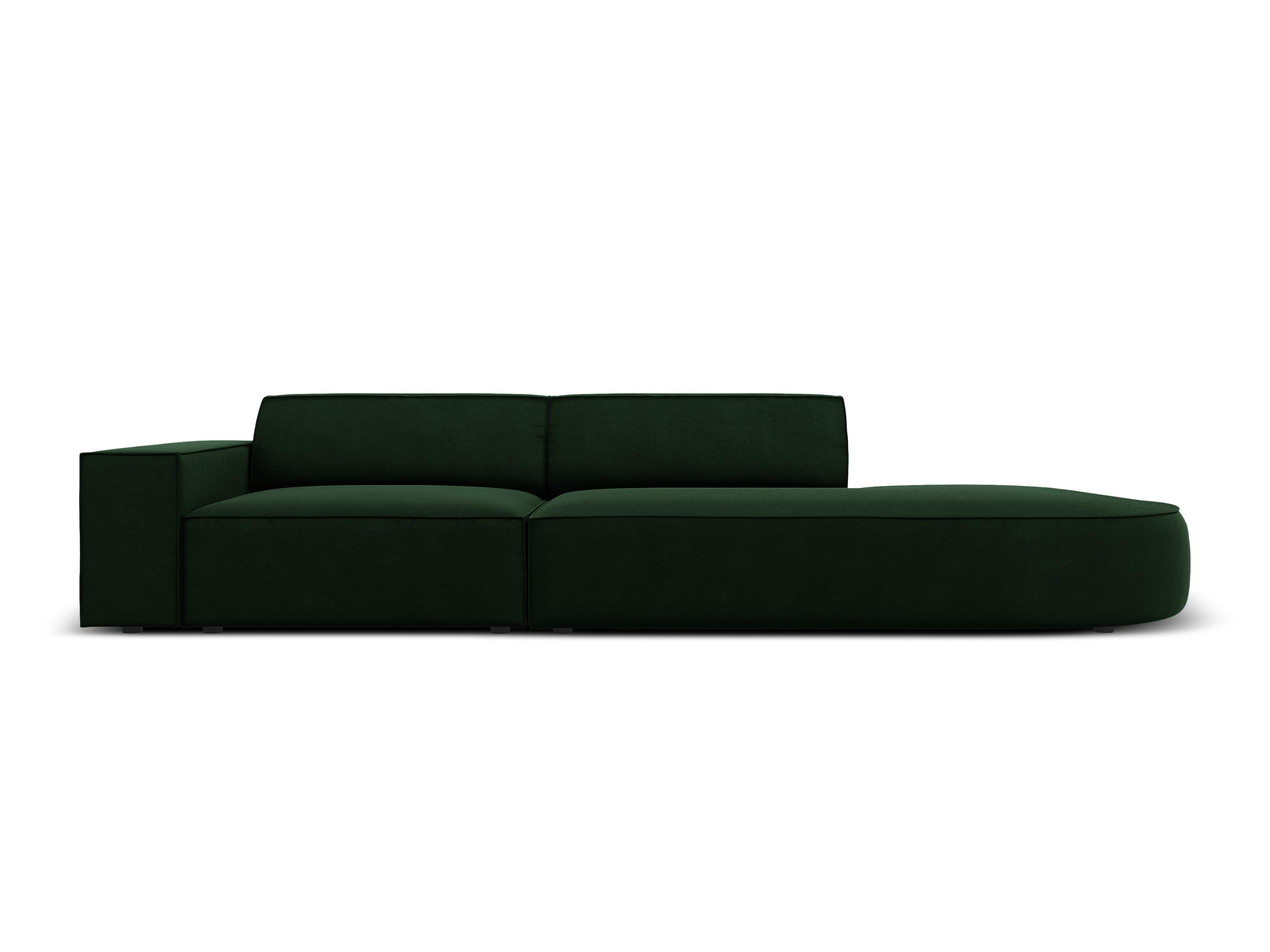 Sofa aksamitna prawostronna okrągła 3-osobowa JODIE butelkowa zieleń Micadoni    Eye on Design