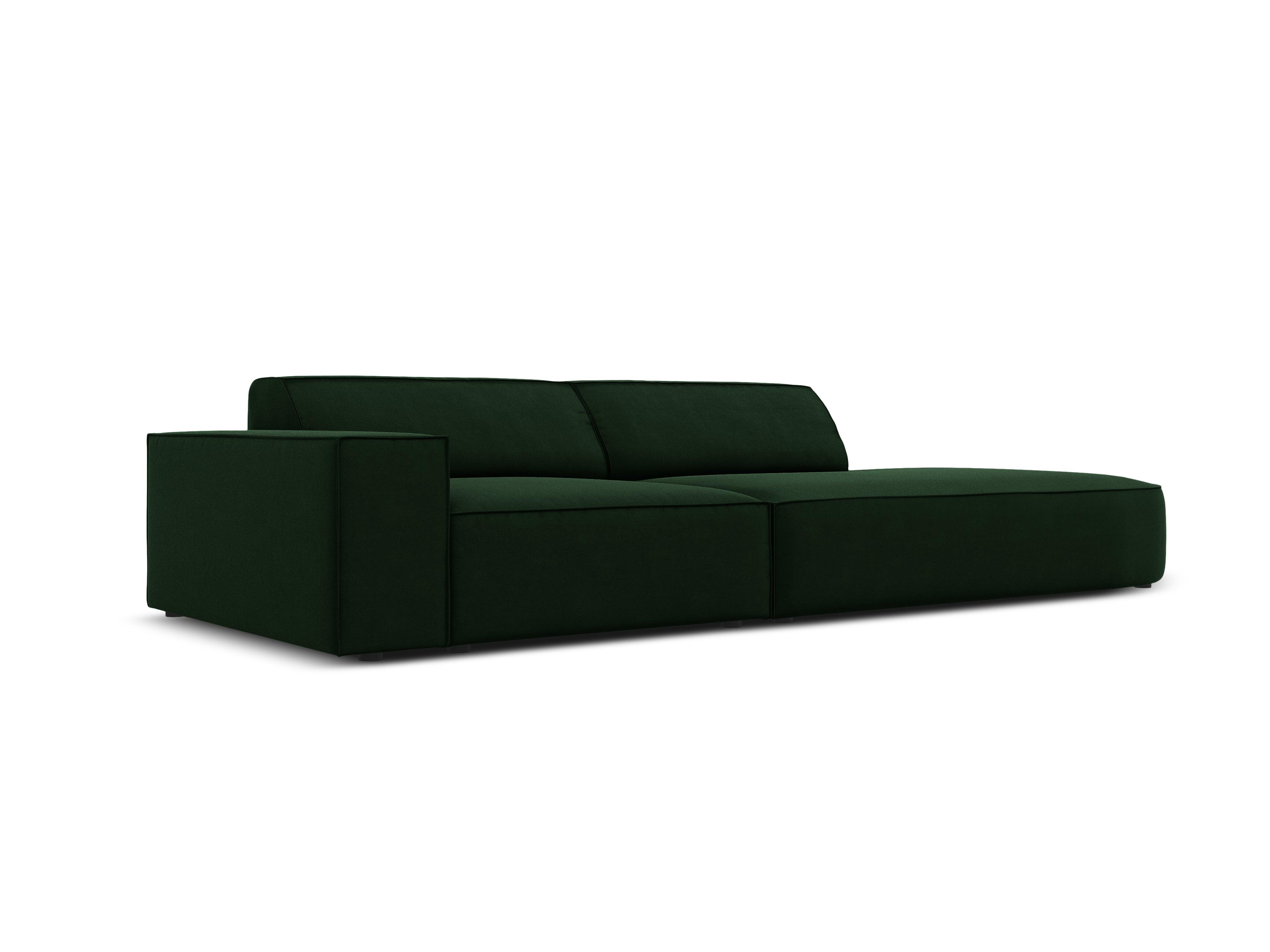 Sofa aksamitna prawostronna okrągła 3-osobowa JODIE butelkowa zieleń Micadoni    Eye on Design