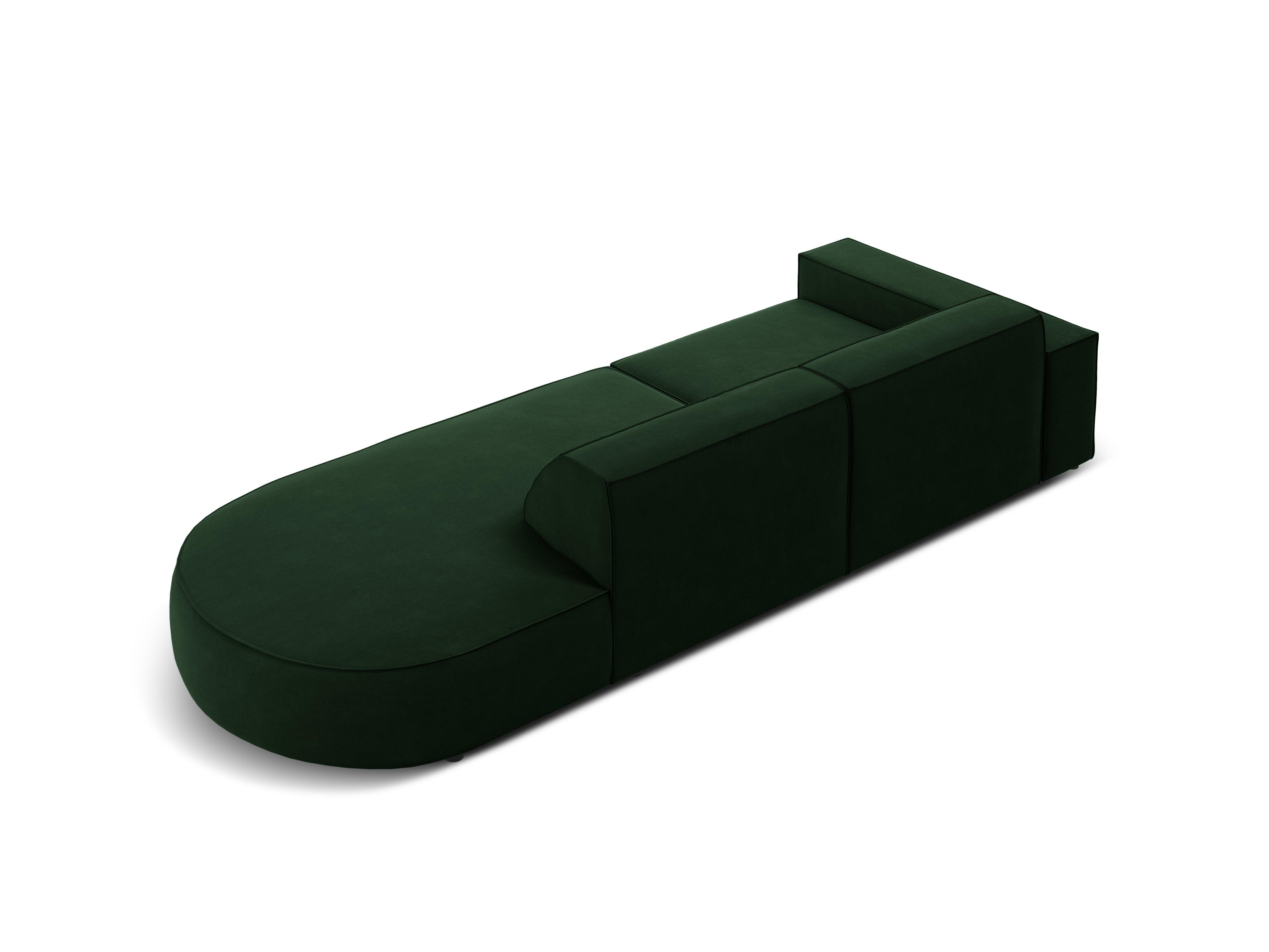 Sofa aksamitna prawostronna okrągła 3-osobowa JODIE butelkowa zieleń Micadoni    Eye on Design