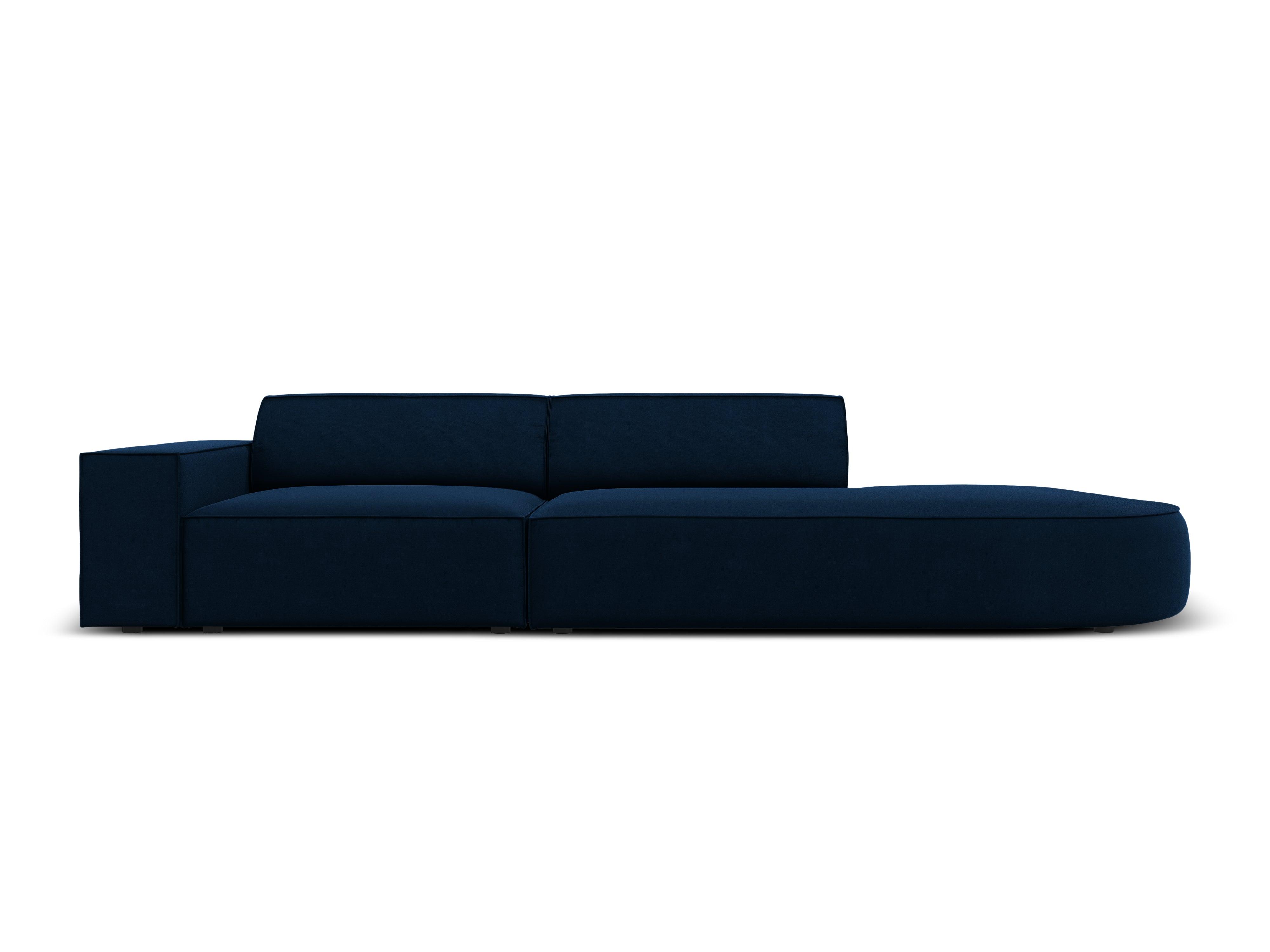 Sofa aksamitna prawostronna okrągła 3-osobowa JODIE granat królewski Micadoni    Eye on Design