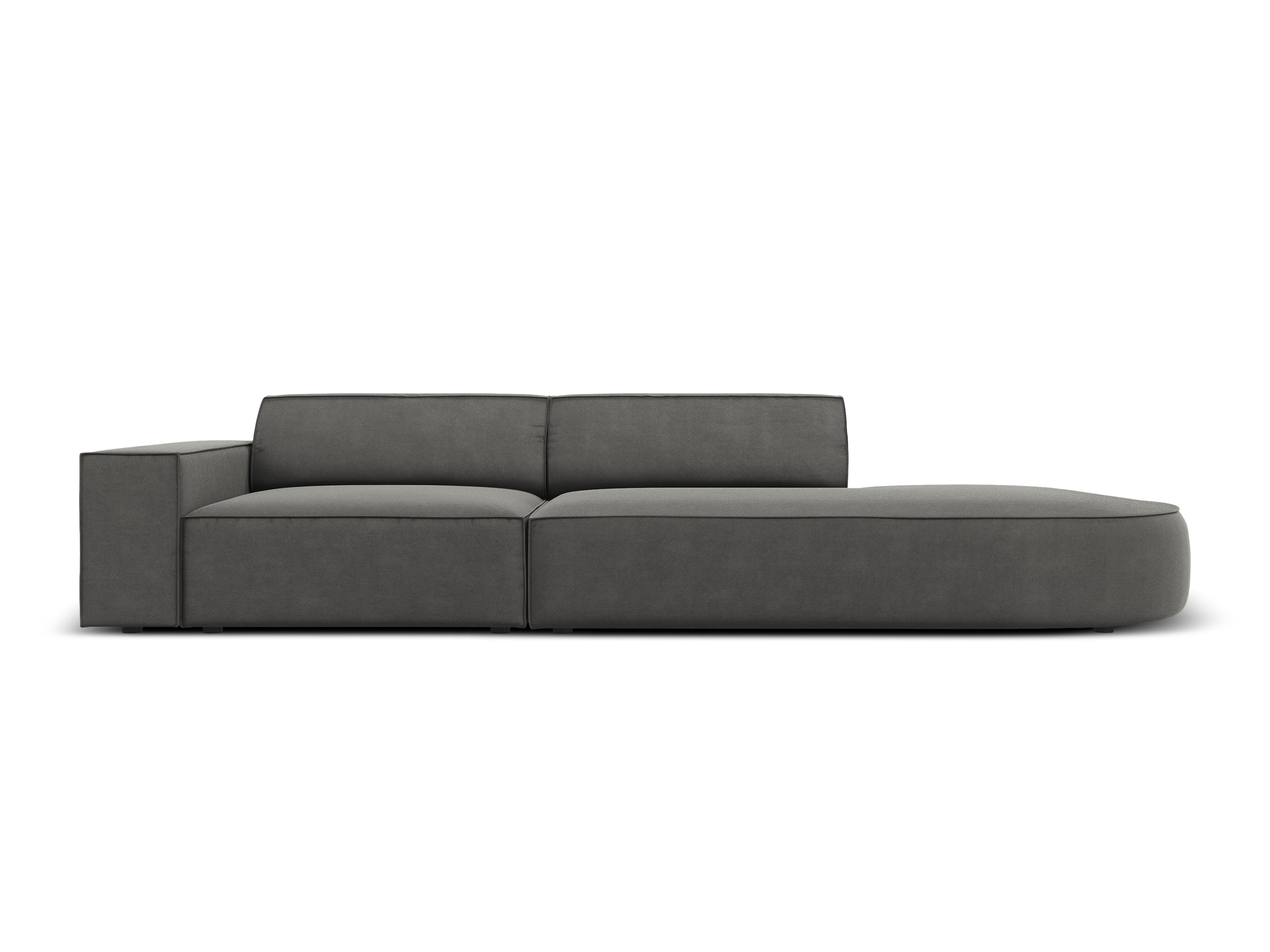 Sofa aksamitna prawostronna okrągła 3-osobowa JODIE jasnoszary Micadoni    Eye on Design