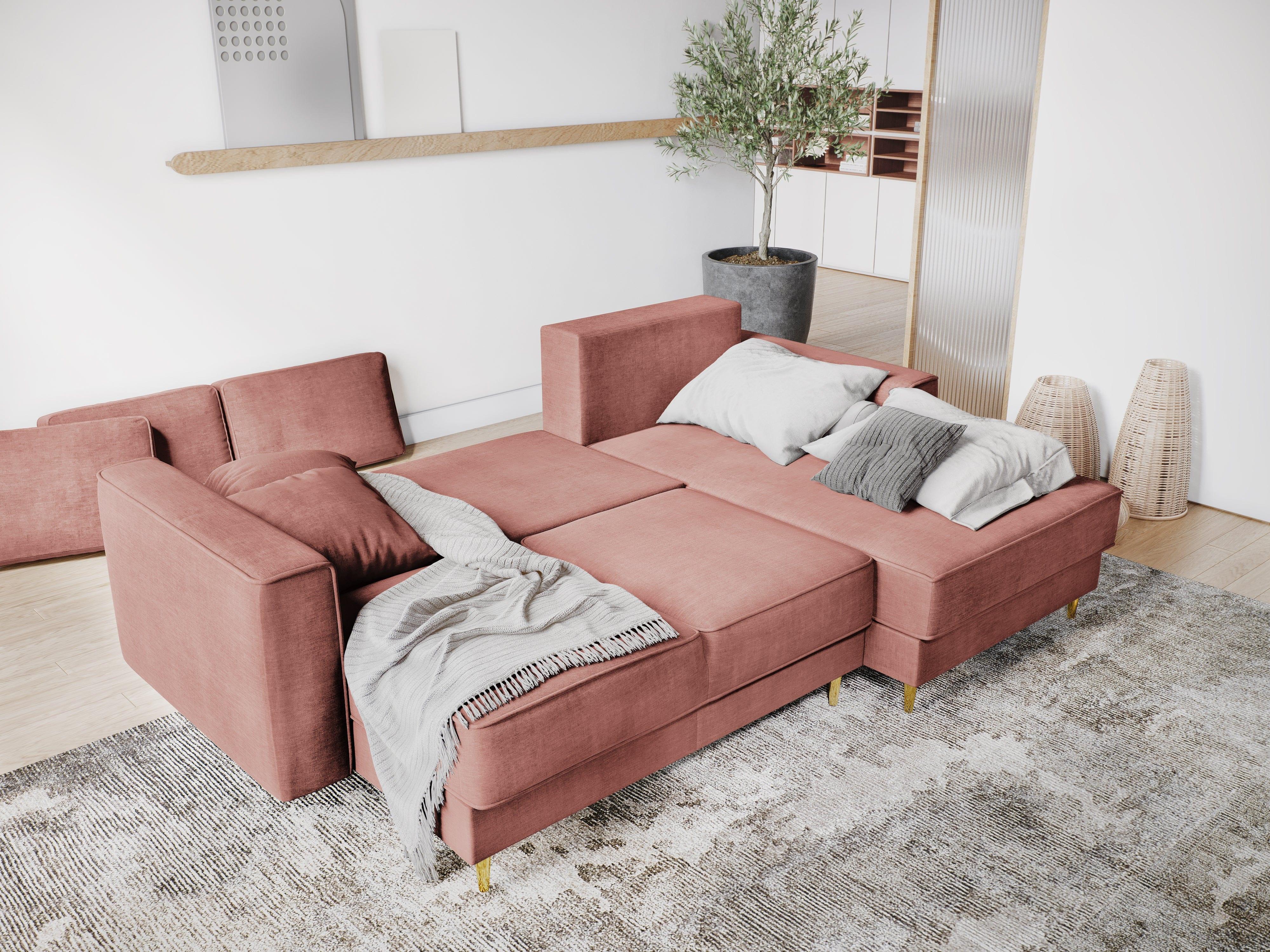 sztruksowa sofa z funkcją spania 