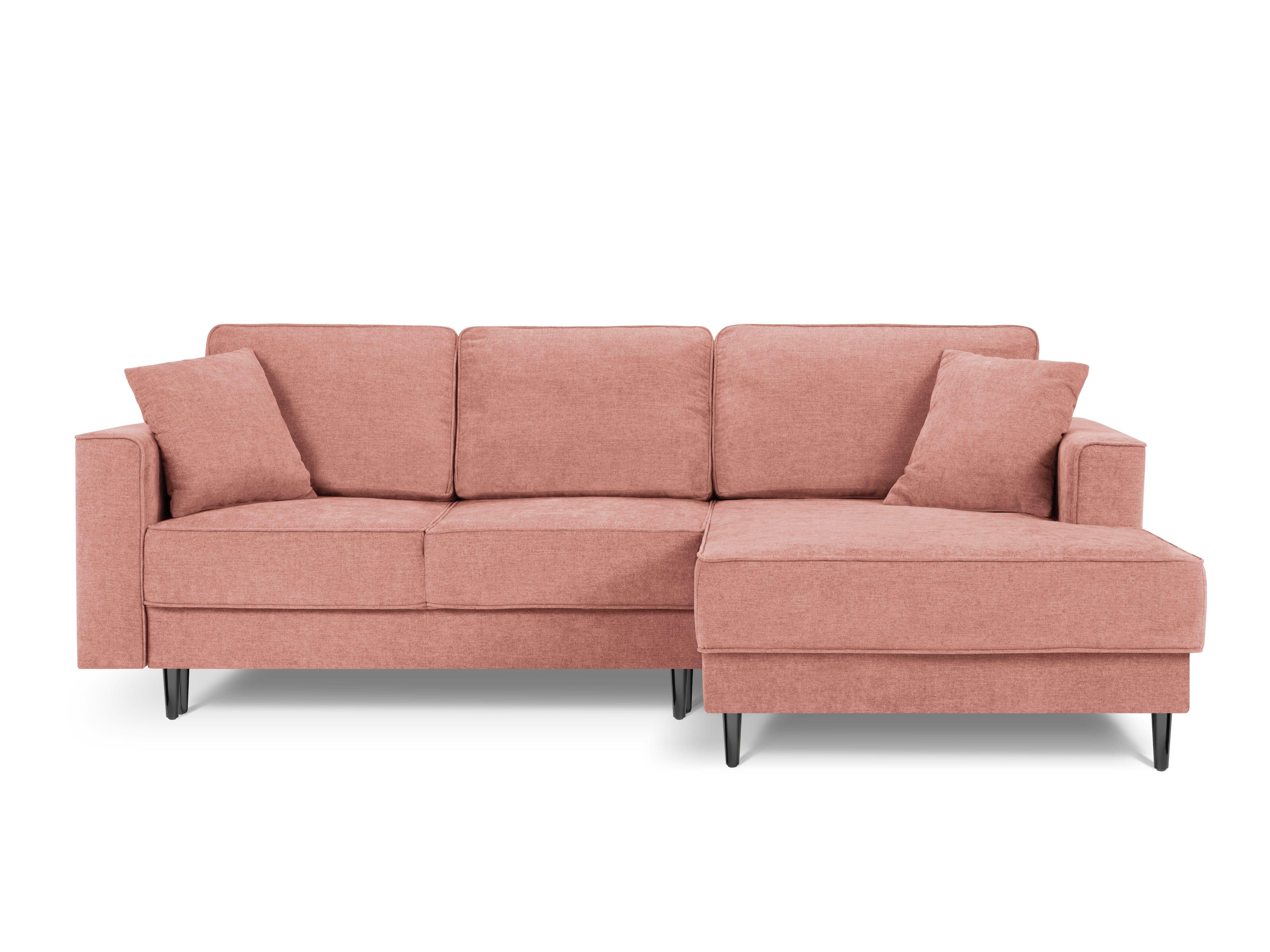 różowa sofa narożna prawostronna 