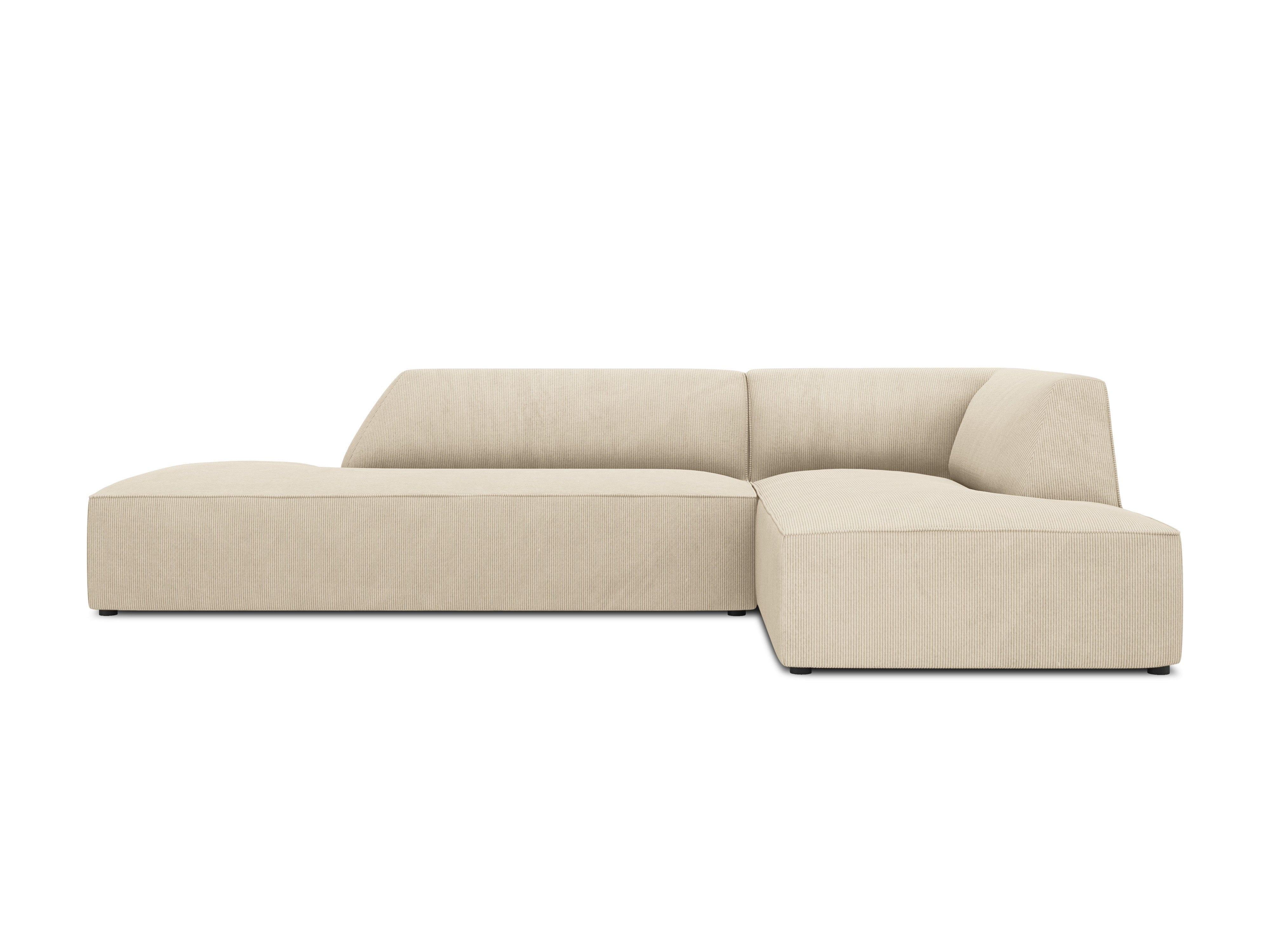 Sofa narożna sztruksowa prawostronny RUBY beżowy Micadoni    Eye on Design