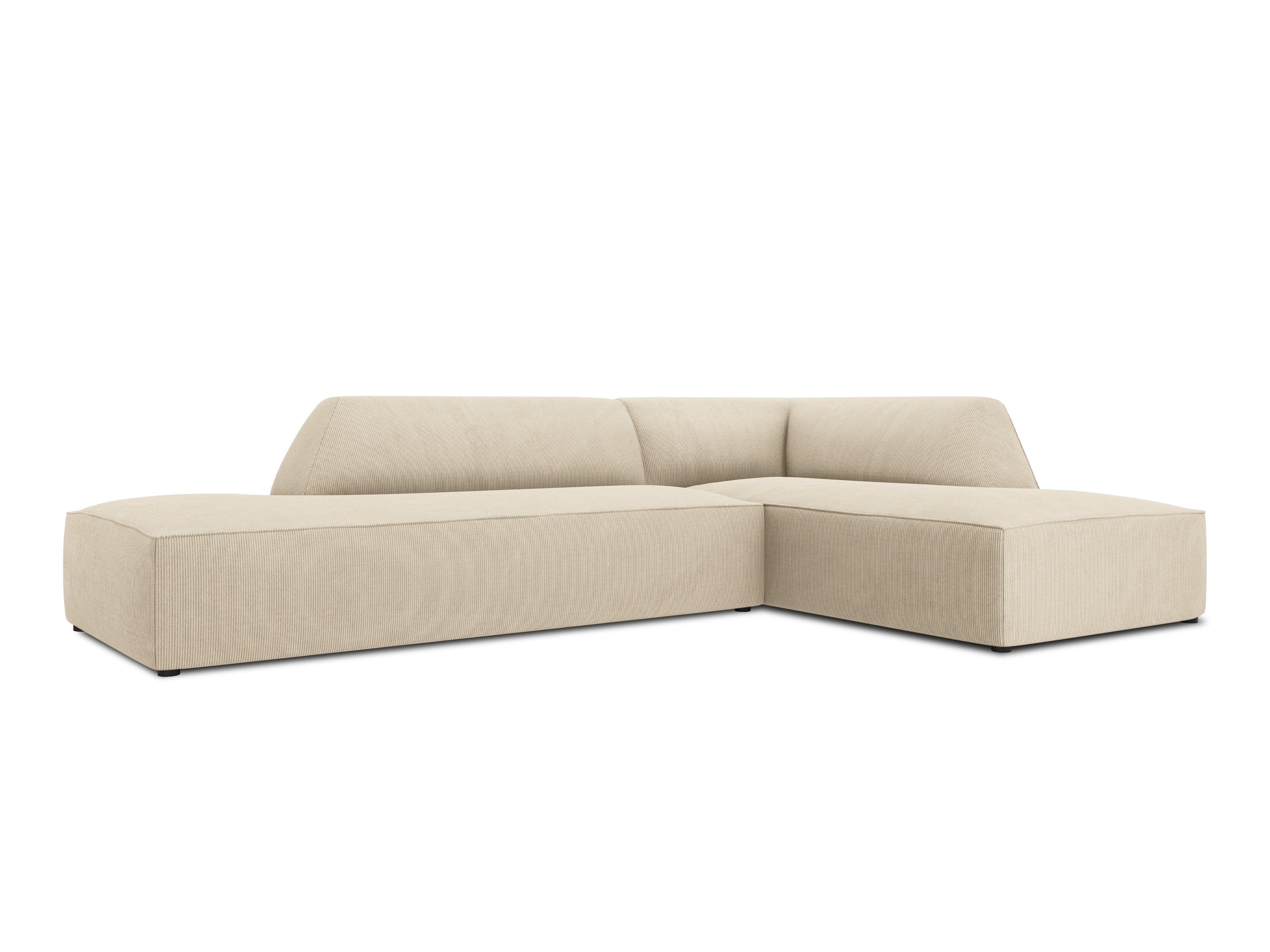 Sofa narożna sztruksowa prawostronny RUBY beżowy Micadoni    Eye on Design