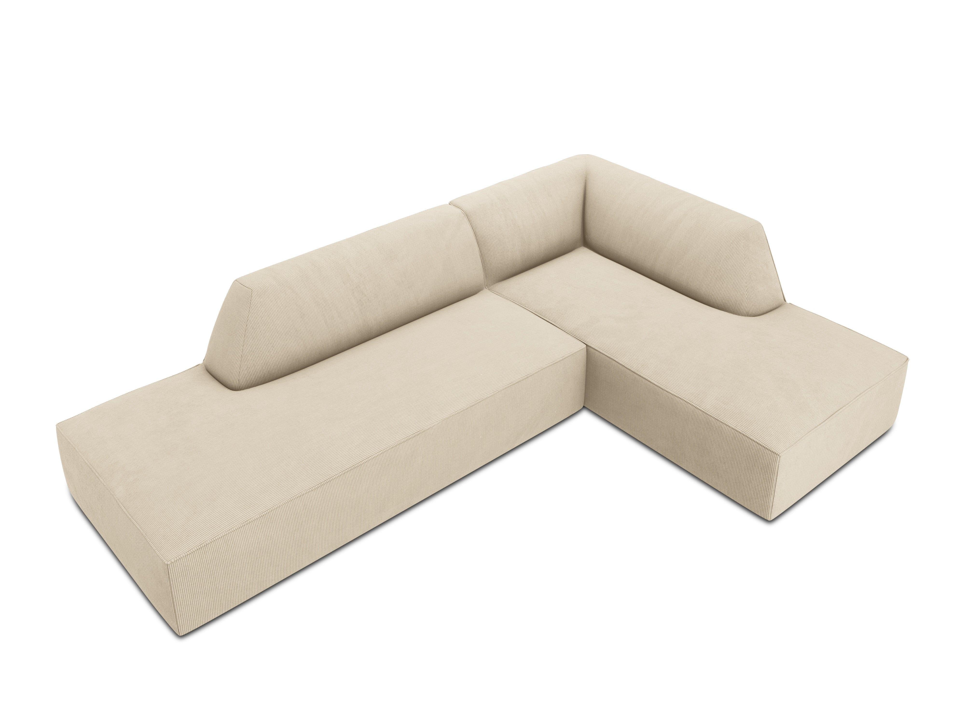 Sofa narożna sztruksowa prawostronny RUBY beżowy Micadoni    Eye on Design