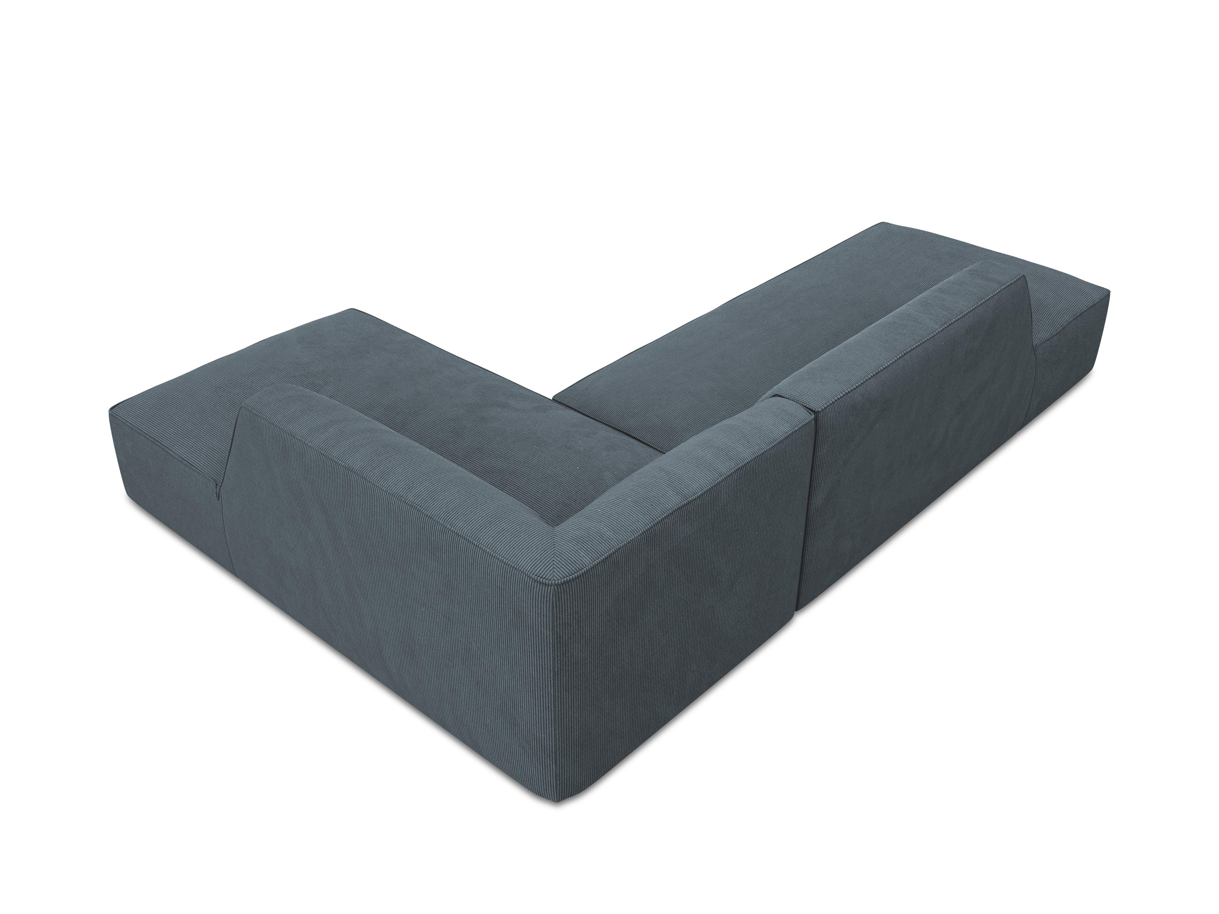 Sofa narożna sztruksowa prawostronny RUBY niebieski, Micadoni, Eye on Design