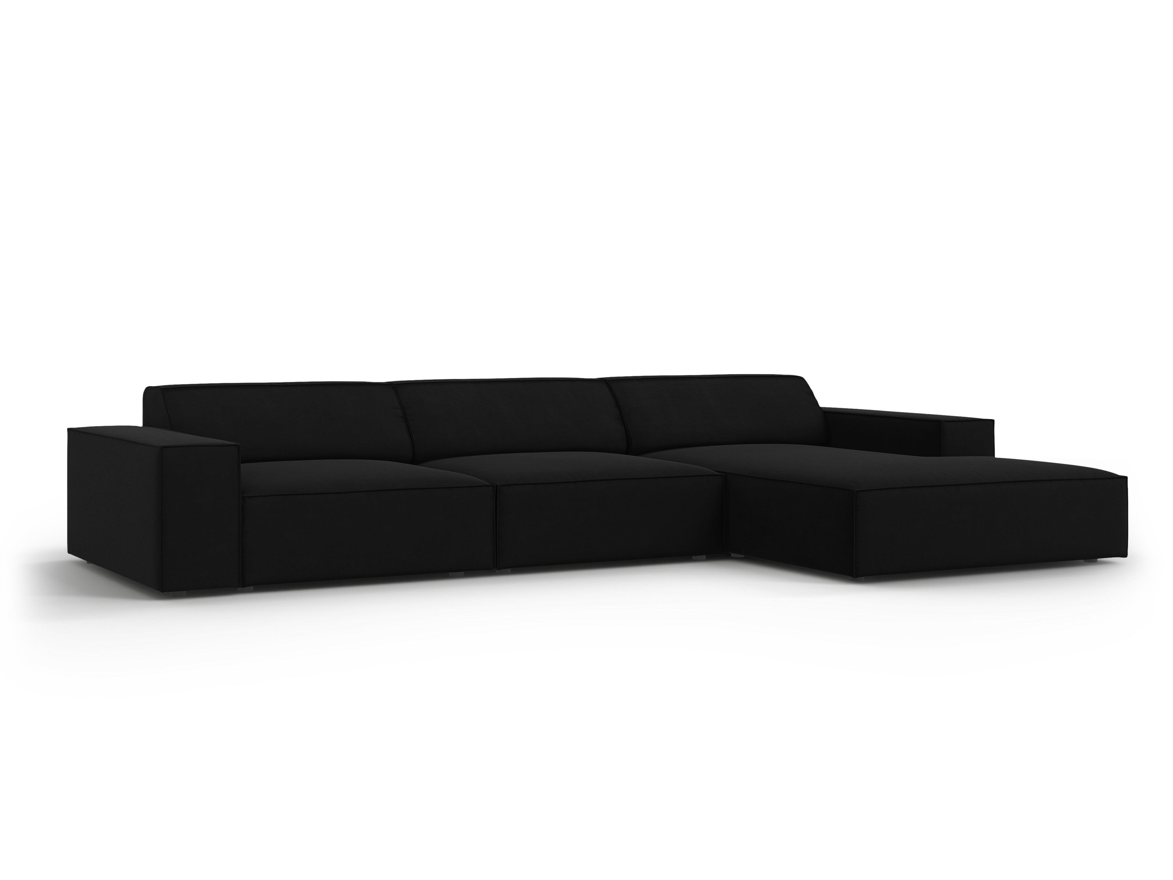 Narożnik aksamitny prawostronny 4-osobowy JODIE czarny Micadoni    Eye on Design