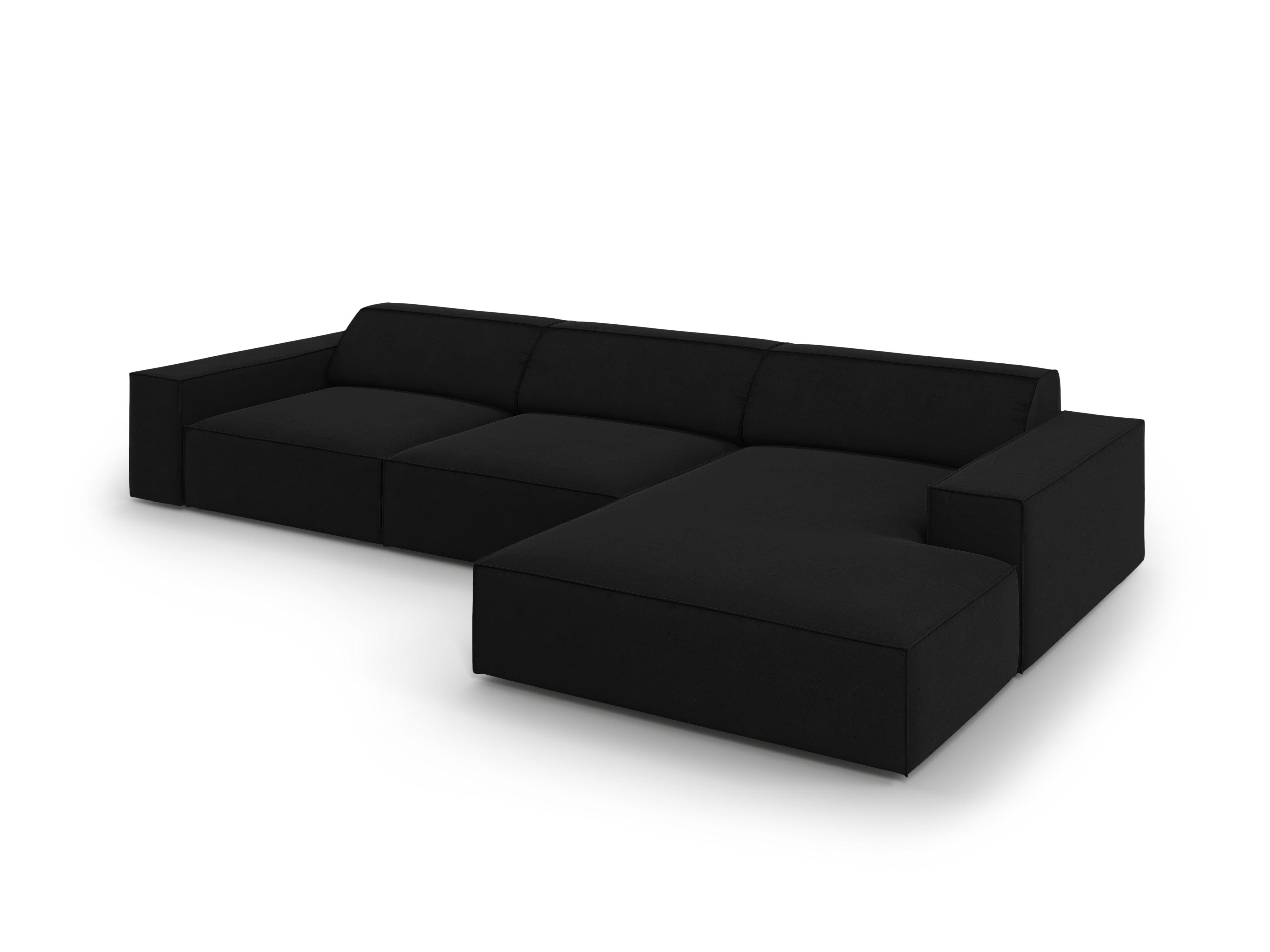Narożnik aksamitny prawostronny 4-osobowy JODIE czarny Micadoni    Eye on Design