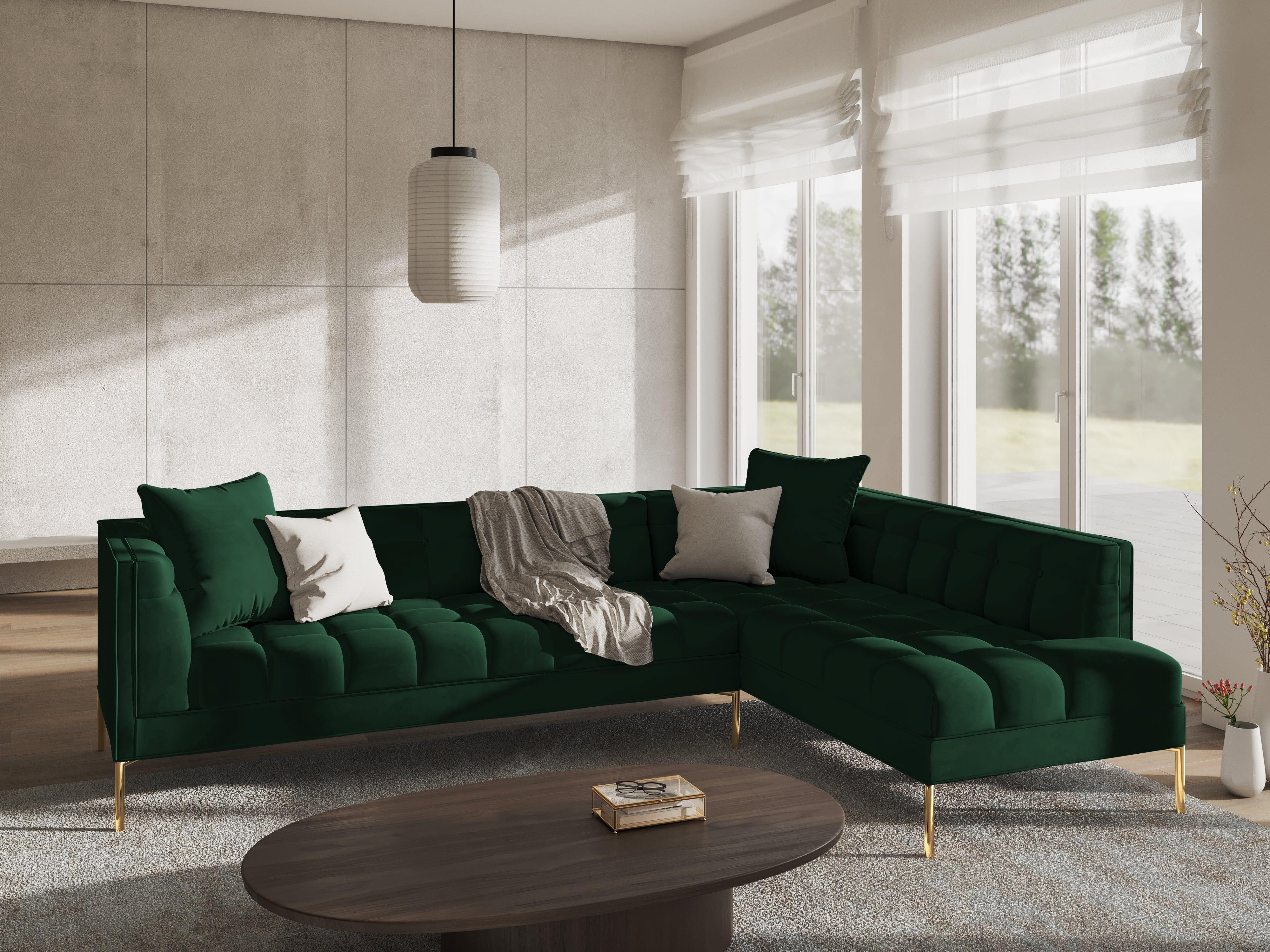 Narożnik aksamitny prawostronny KAROO butelkowa zieleń, Micadoni, Eye on Design