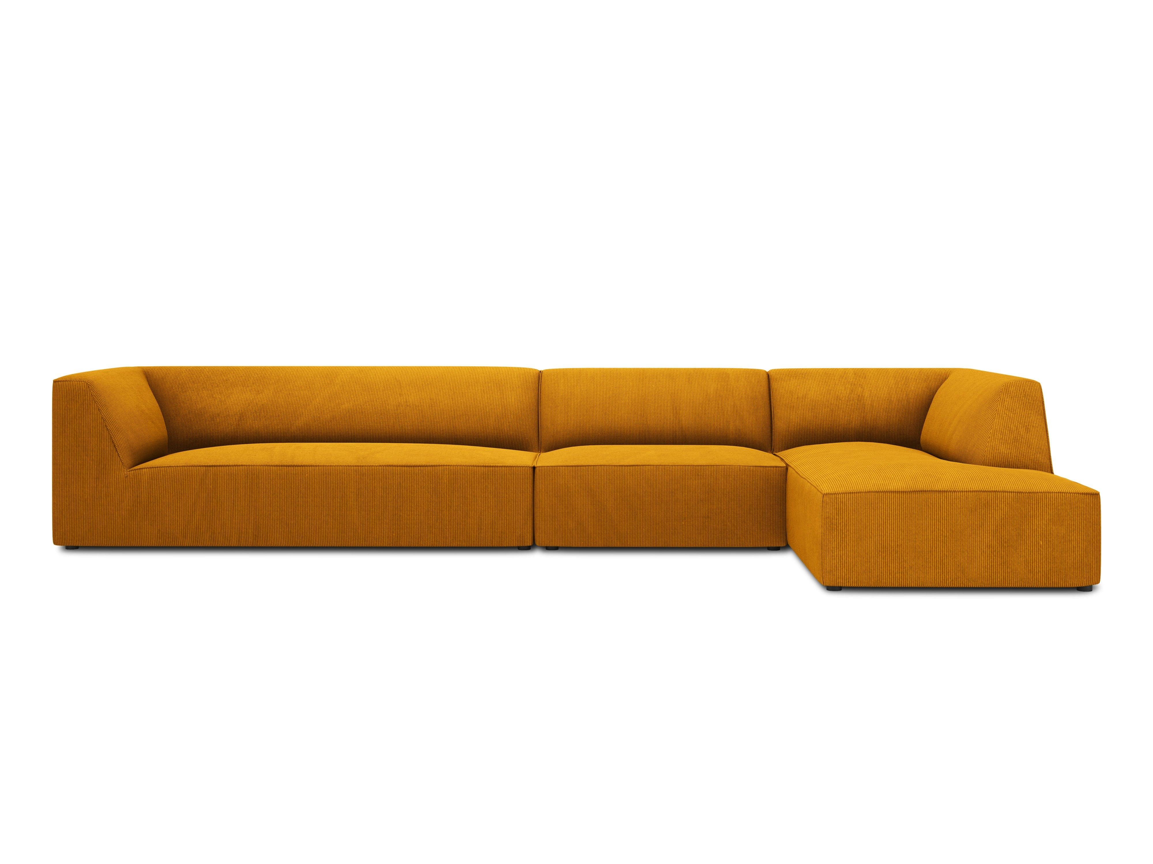 Narożnik sztruksowy 5-osobowy prawostronny RUBY żółty Micadoni    Eye on Design