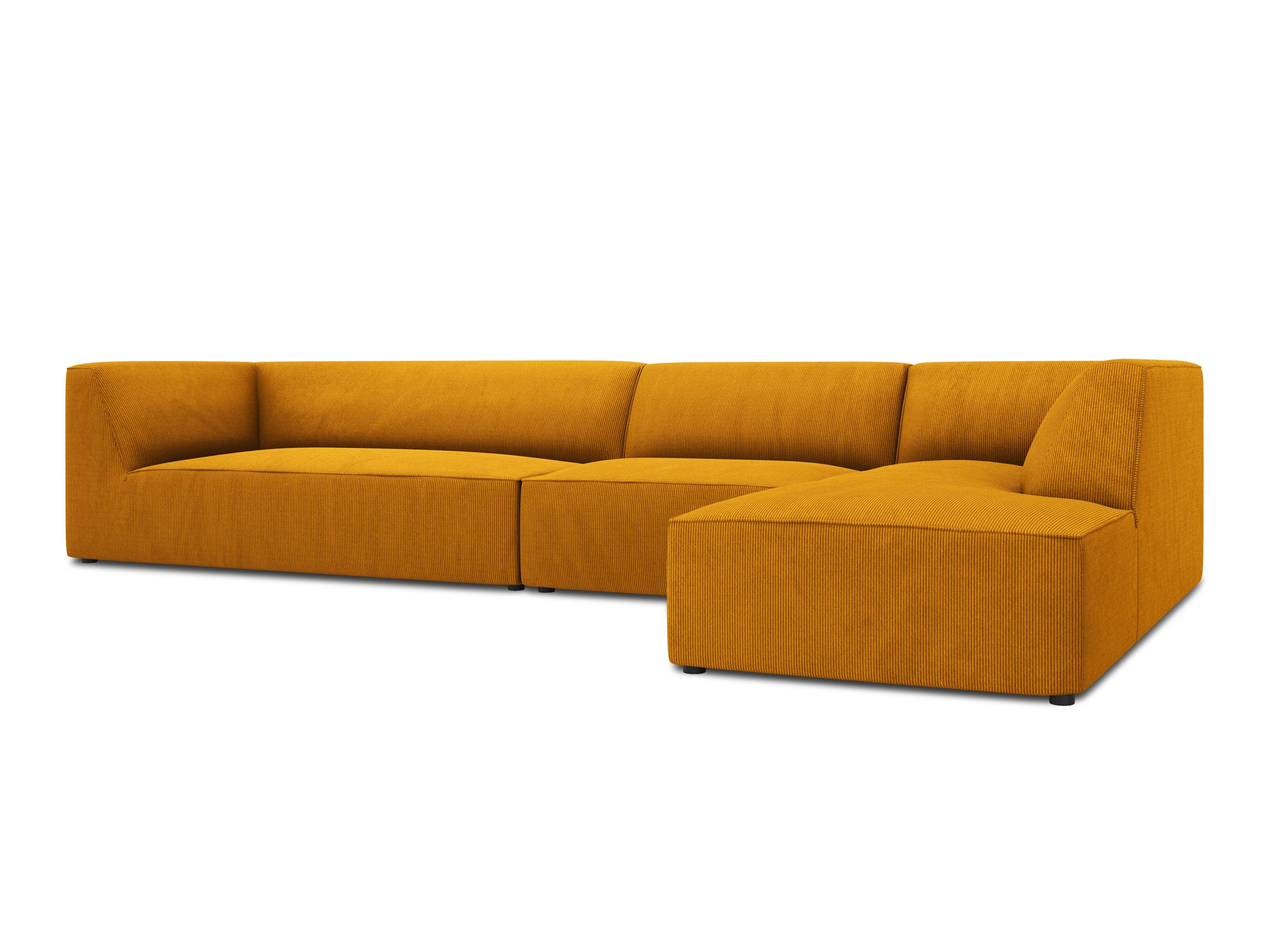 Narożnik sztruksowy 5-osobowy prawostronny RUBY żółty Micadoni    Eye on Design