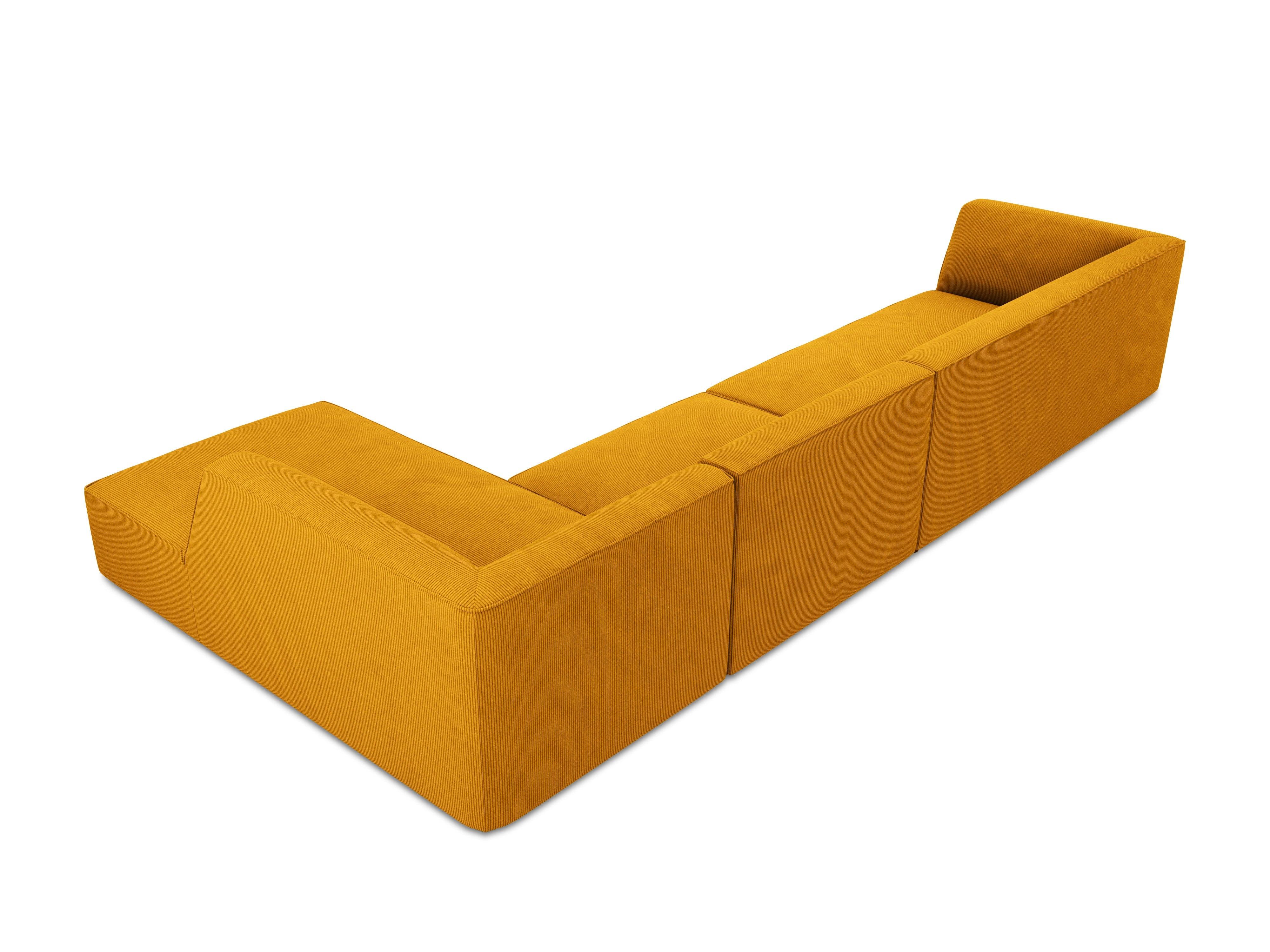 Narożnik sztruksowy 5-osobowy prawostronny RUBY żółty Micadoni    Eye on Design
