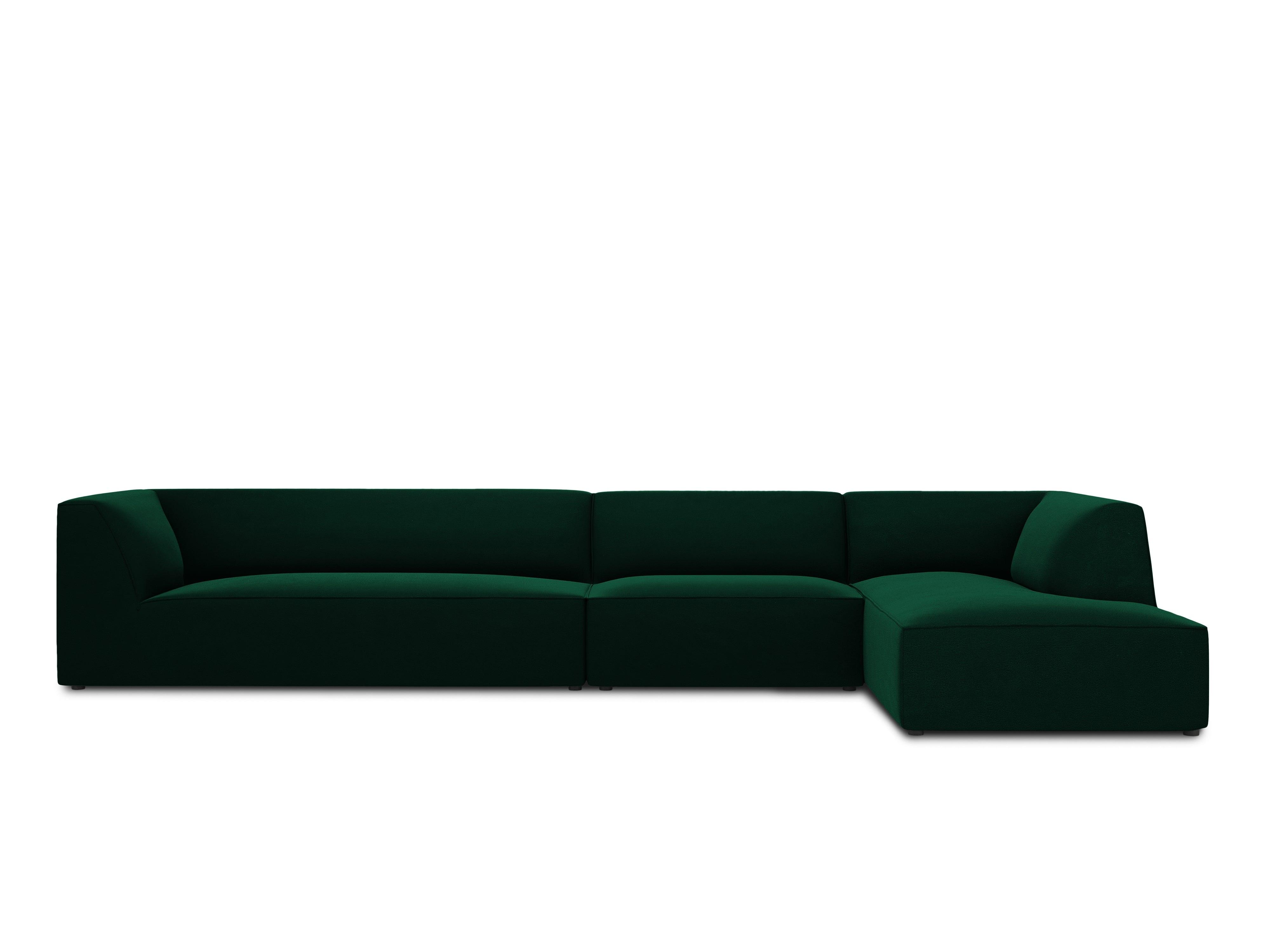 Narożnik aksamitny 5-osobowy prawostronny RUBY butelkowa zieleń Micadoni    Eye on Design