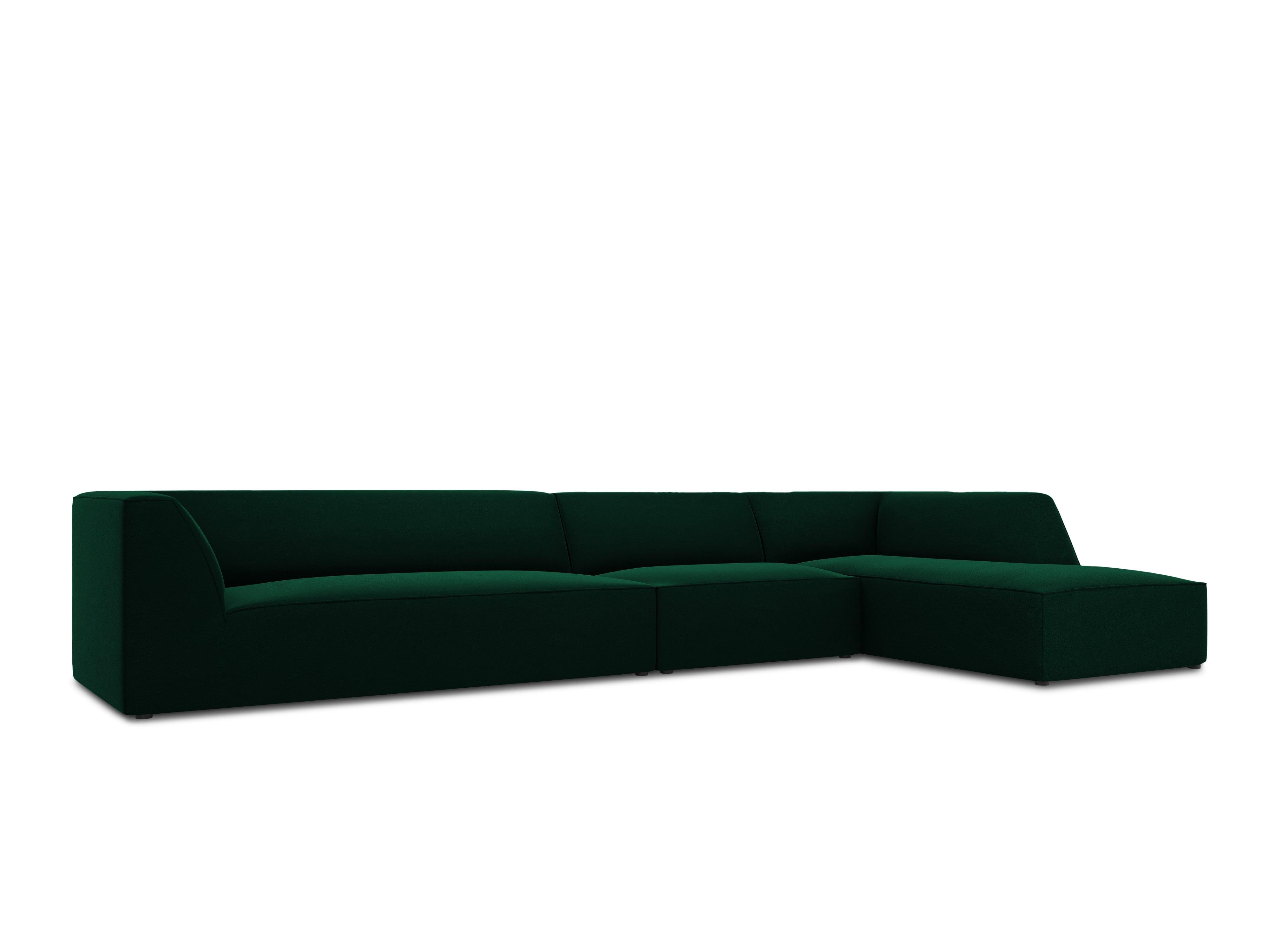 Narożnik aksamitny 5-osobowy prawostronny RUBY butelkowa zieleń Micadoni    Eye on Design
