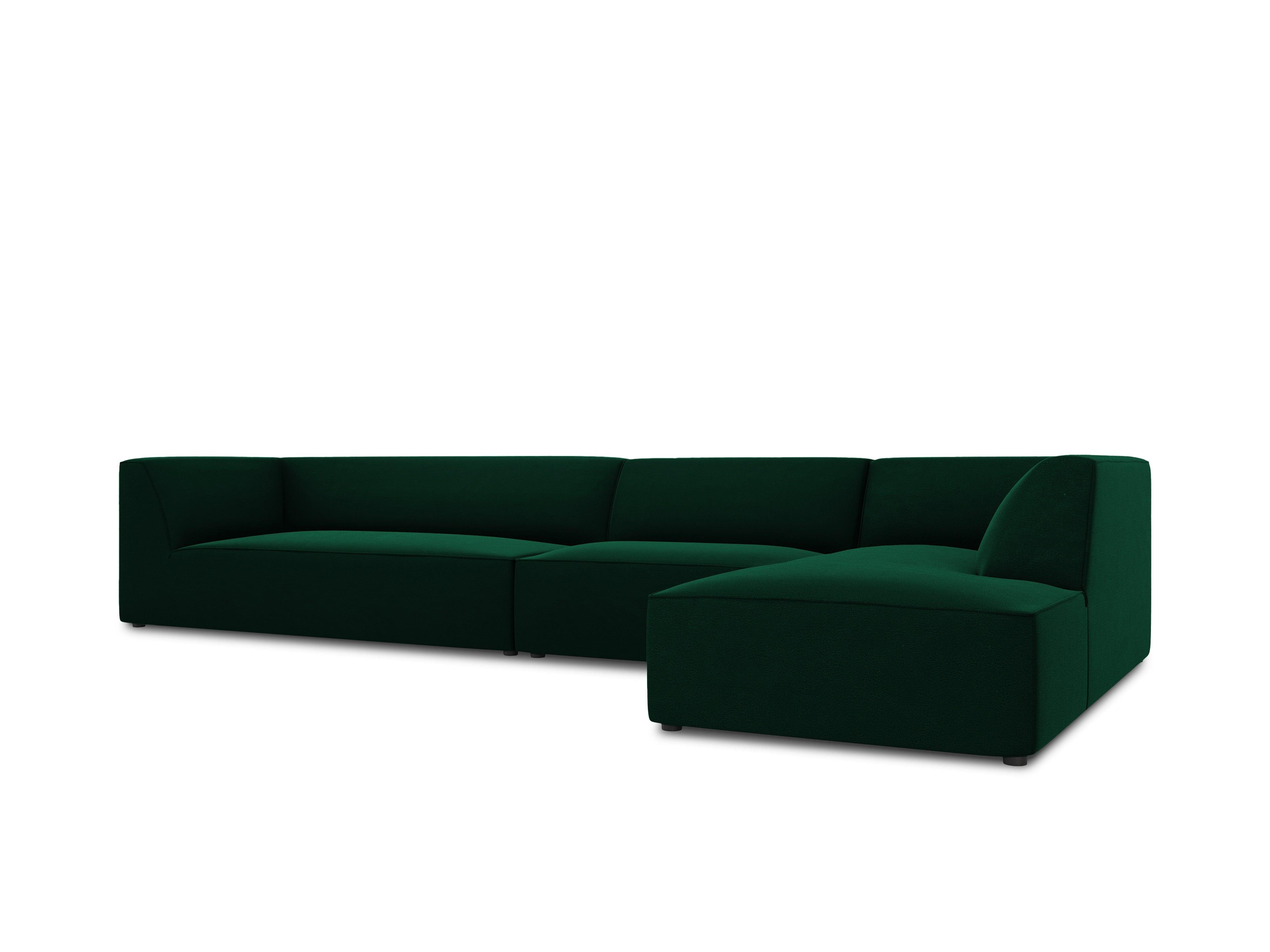 Narożnik aksamitny 5-osobowy prawostronny RUBY butelkowa zieleń Micadoni    Eye on Design