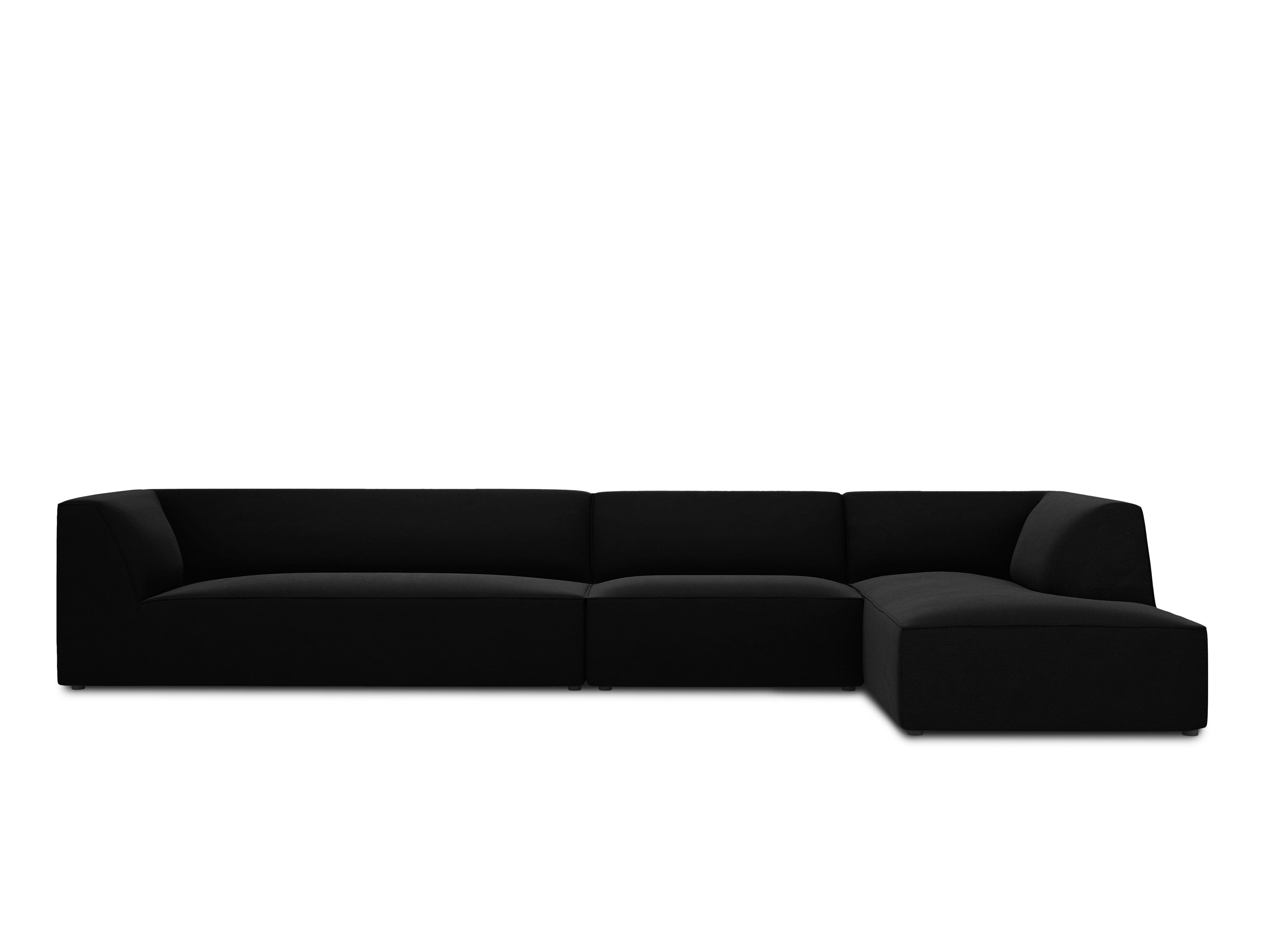Narożnik aksamitny 5-osobowy prawostronny RUBY czarny Micadoni    Eye on Design