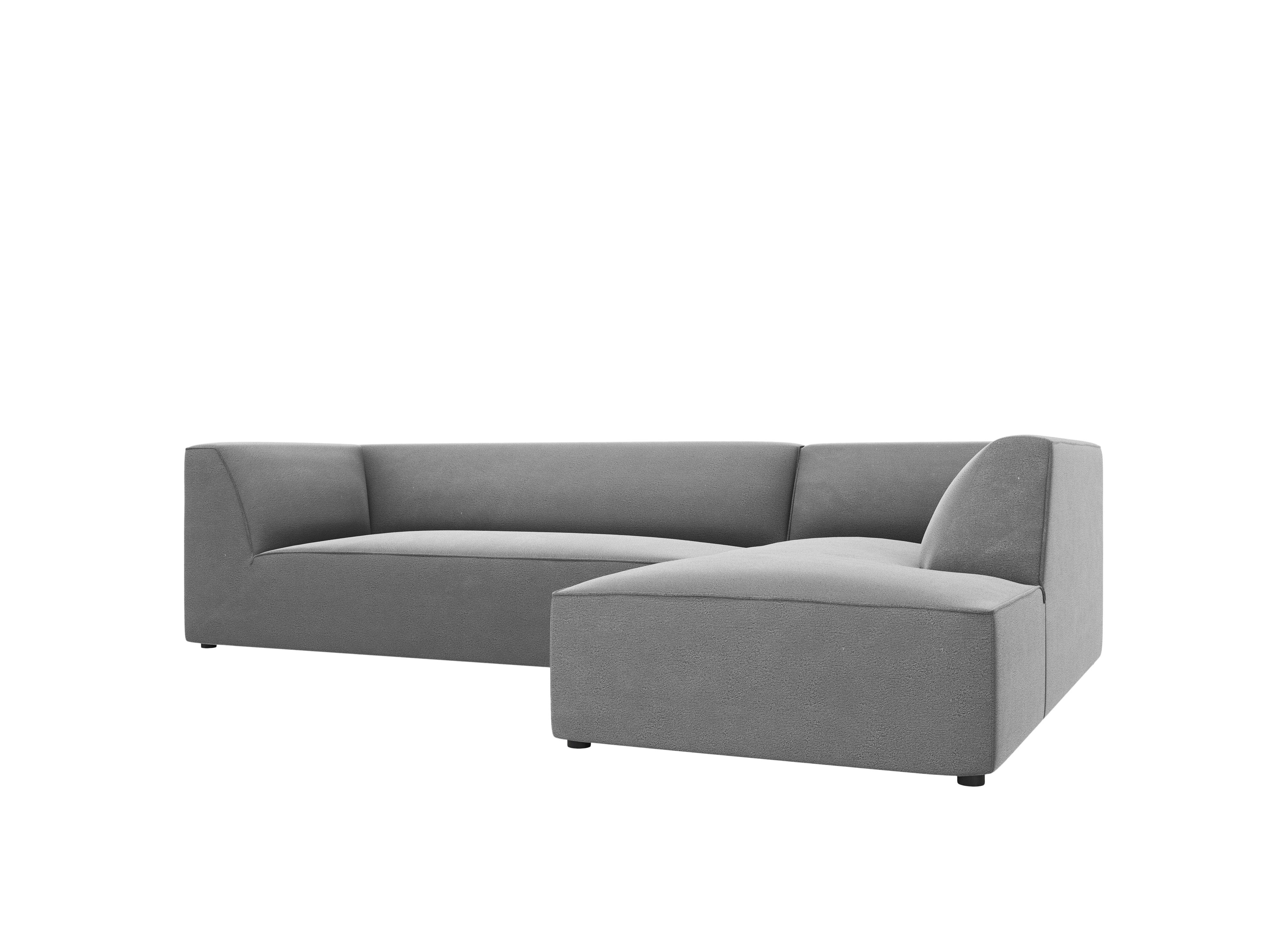 Narożnik aksamitny 4-osobowy prawostronny RUBY jasnoszary Micadoni    Eye on Design