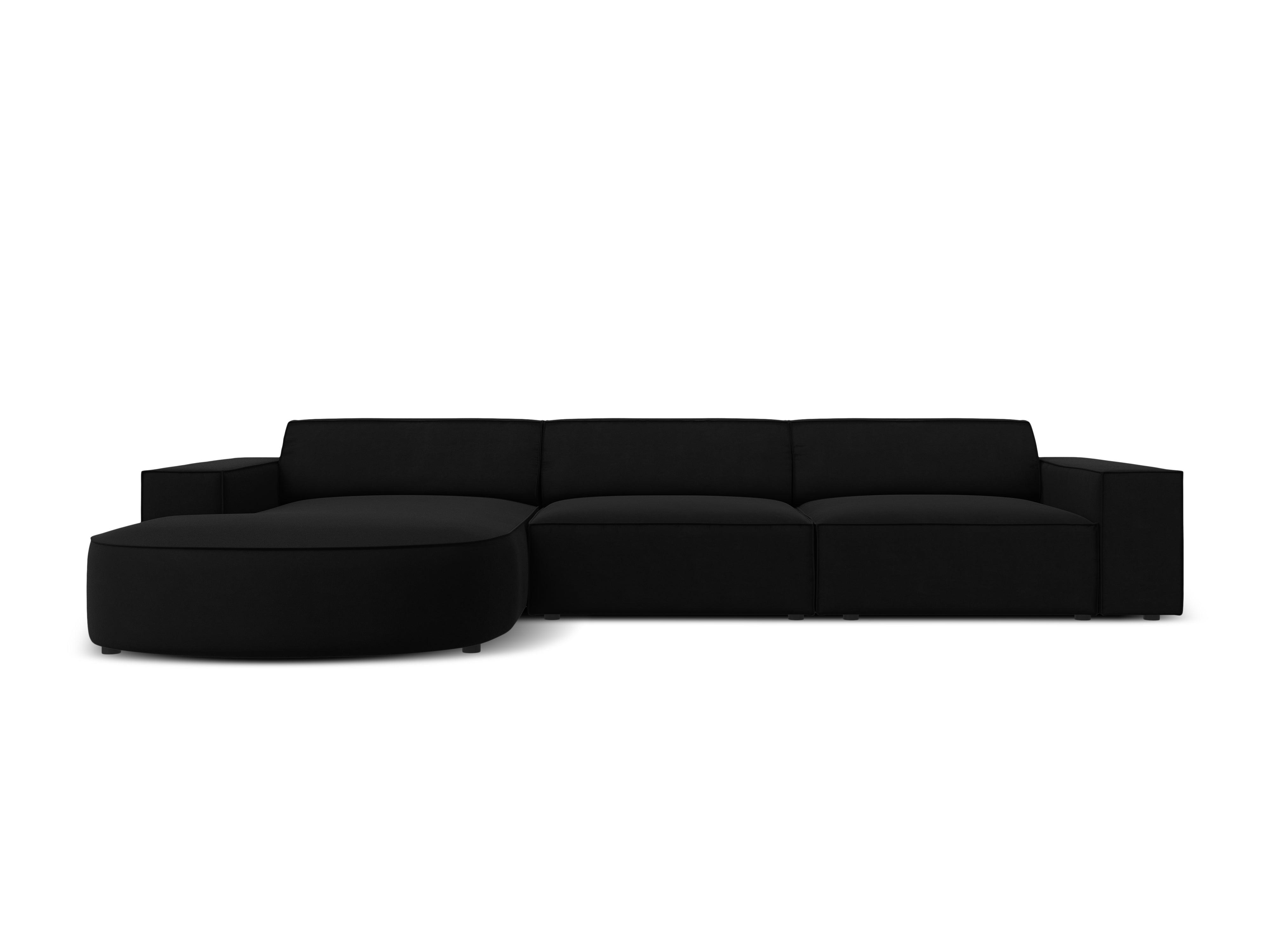 Narożnik aksamitny lewostronny 4-osobowy okrągły JODIE czarny Micadoni    Eye on Design