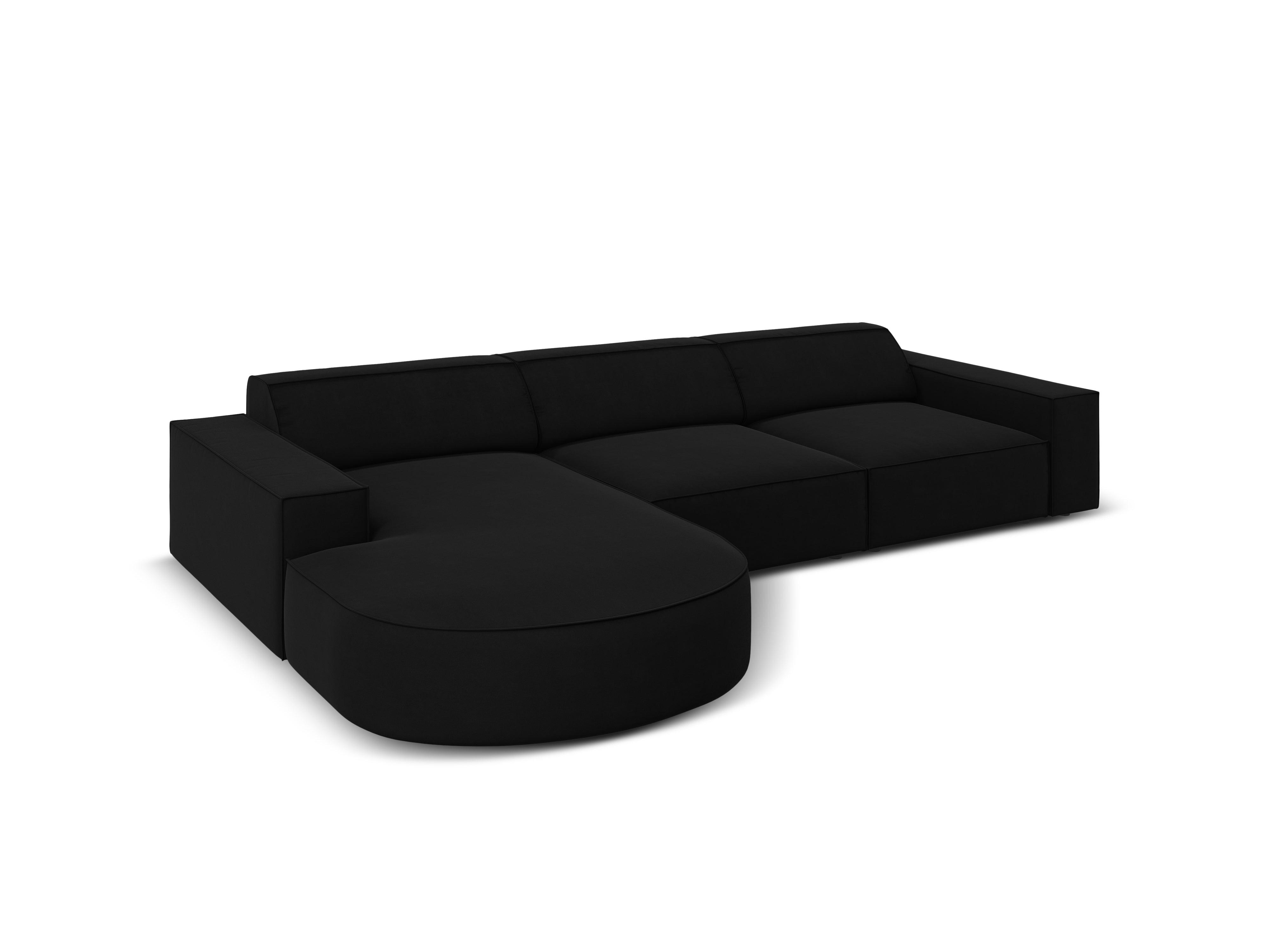 Narożnik aksamitny lewostronny 4-osobowy okrągły JODIE czarny Micadoni    Eye on Design