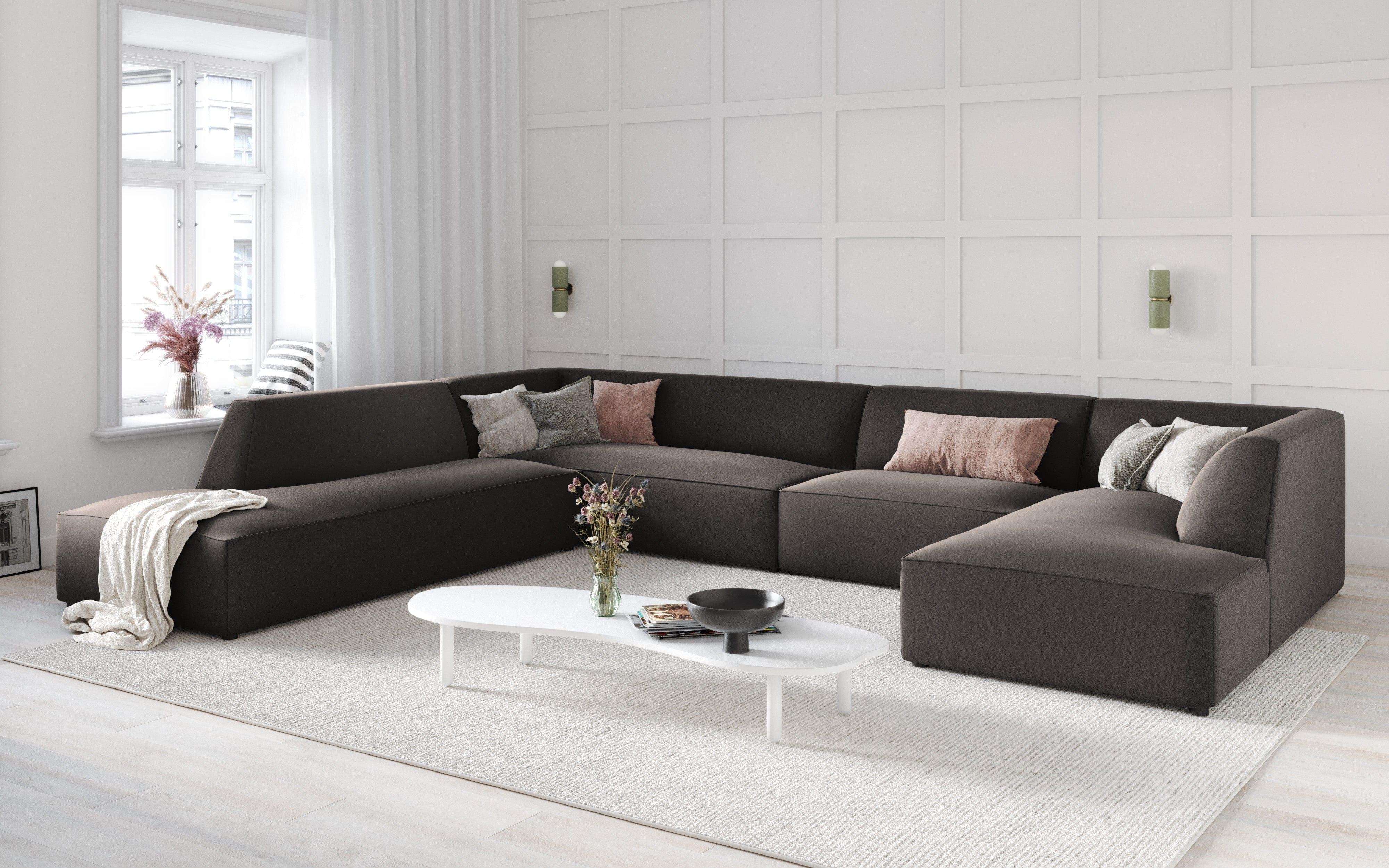 Narożnik w kształcie U aksamitny lewostronny RUBY ciemnoszary Micadoni    Eye on Design