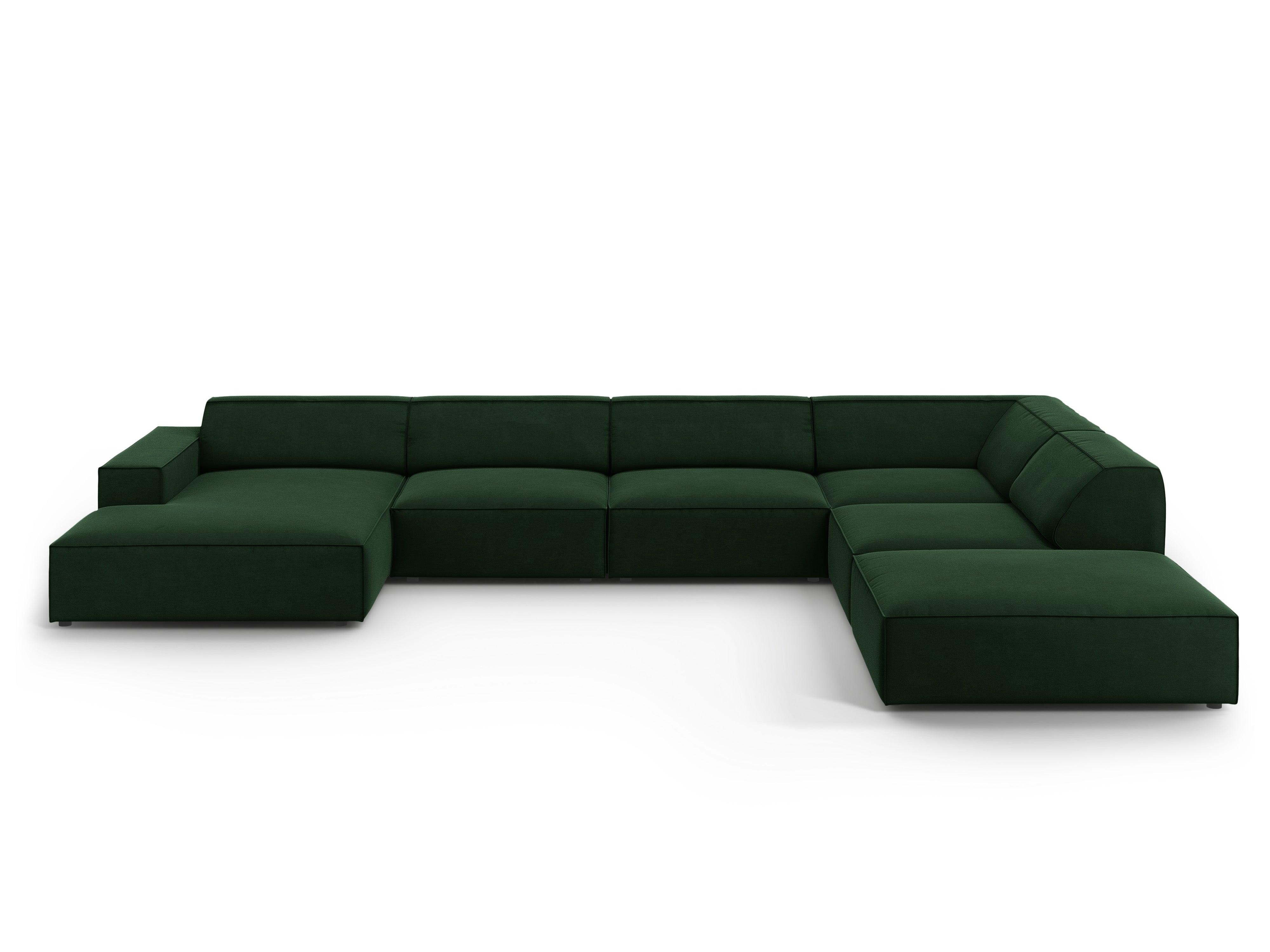 Sofa panoramiczna aksamitna prawostronna JODIE butelkowa zieleń Micadoni    Eye on Design