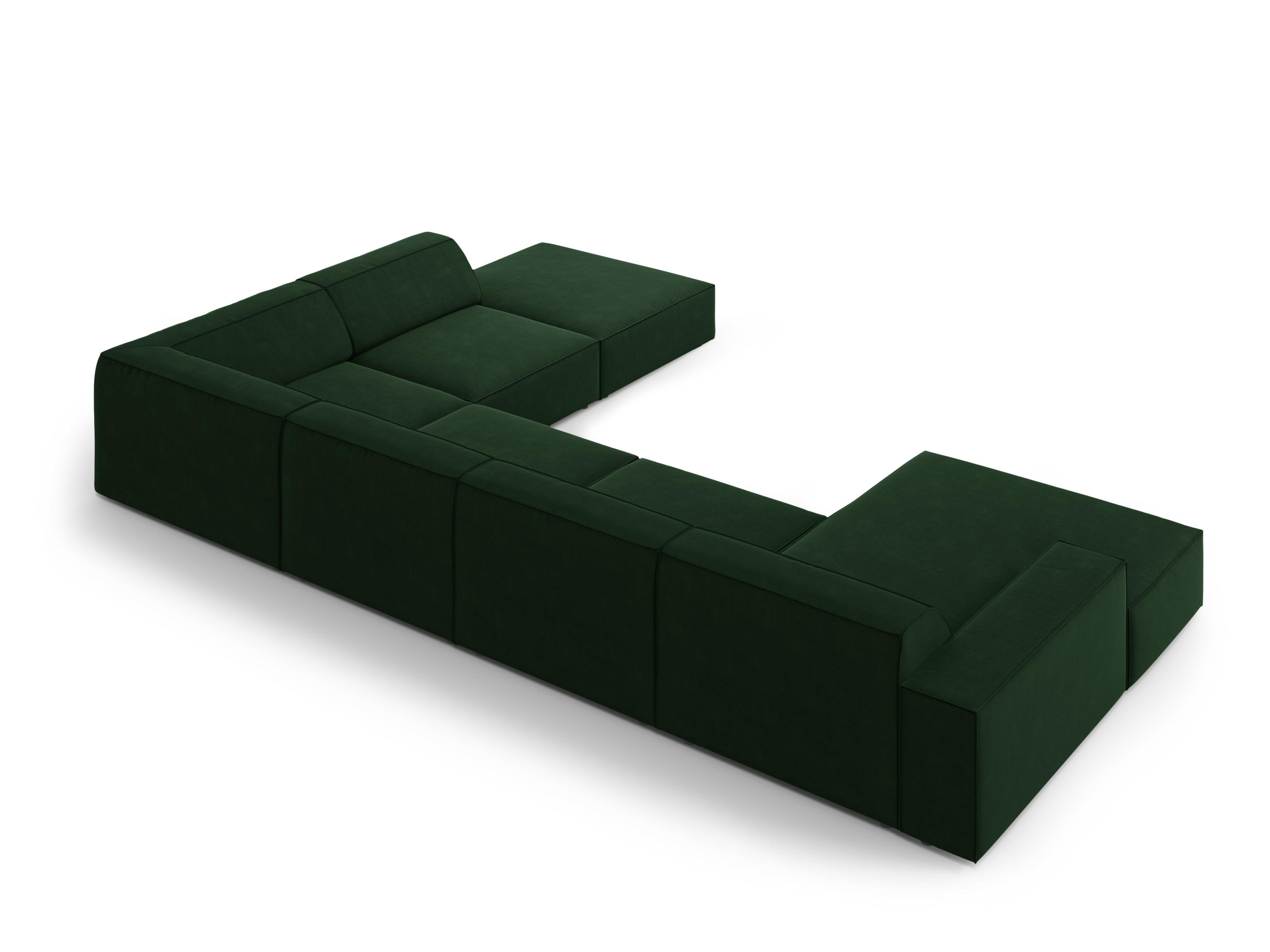 Sofa panoramiczna aksamitna prawostronna JODIE butelkowa zieleń Micadoni    Eye on Design