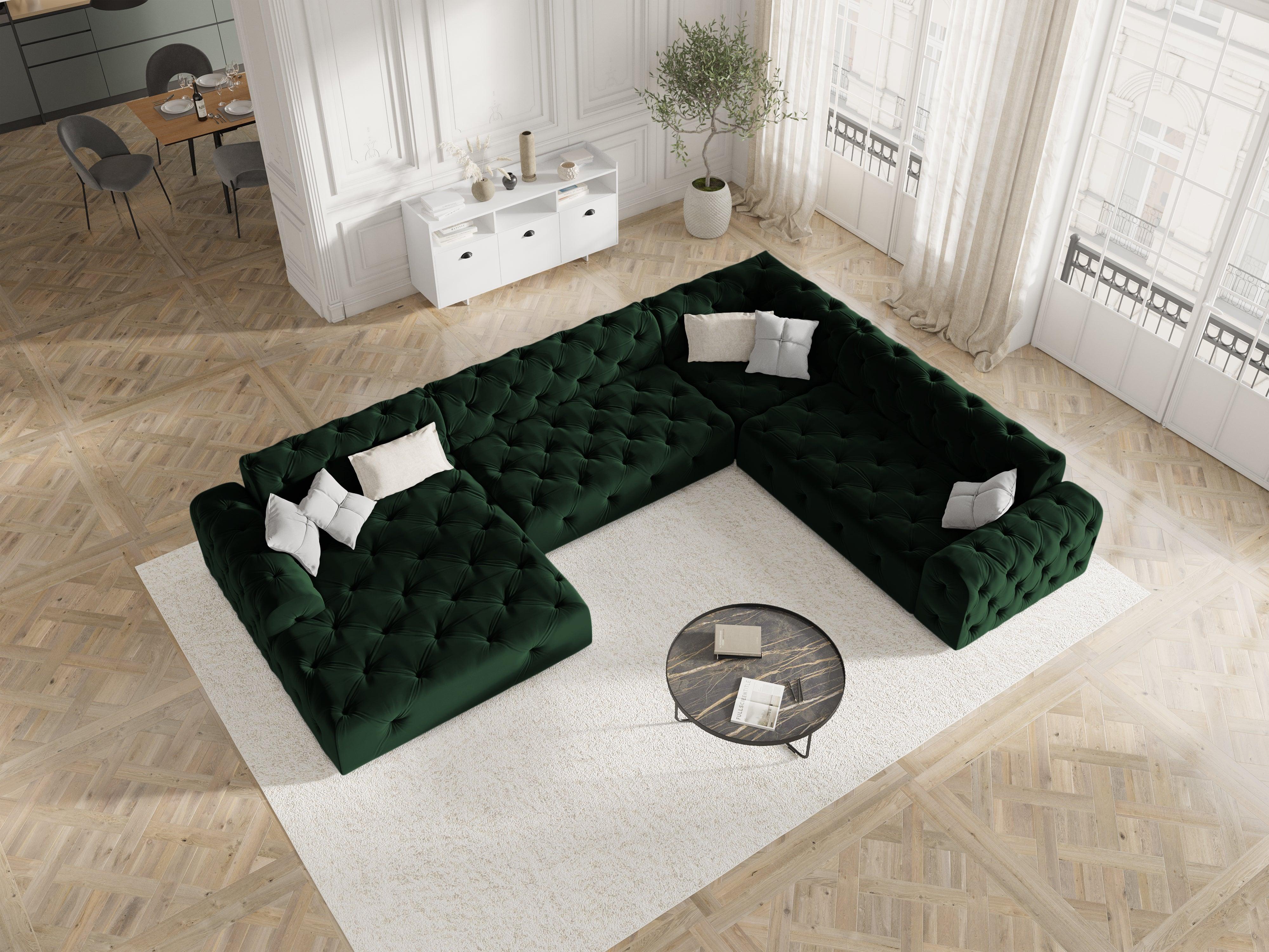 Velvet Panoramic Right Corner Sofa, "Candice", 6 Seats, 334x254x80
Made in Europe, Micadoni, Eye on Design
