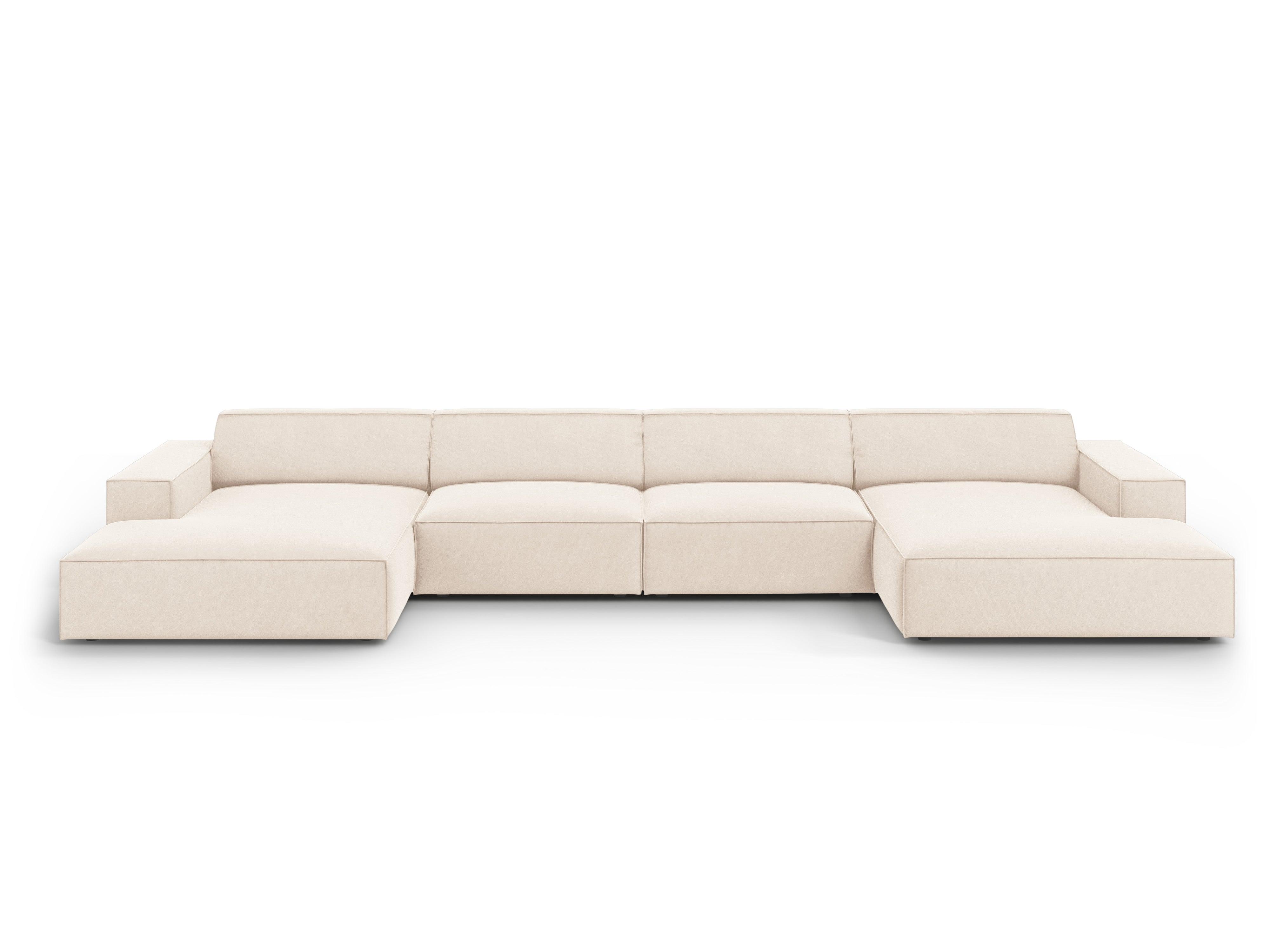 Sofa panoramiczna aksamitna JODIE jasnobeżowy Micadoni    Eye on Design