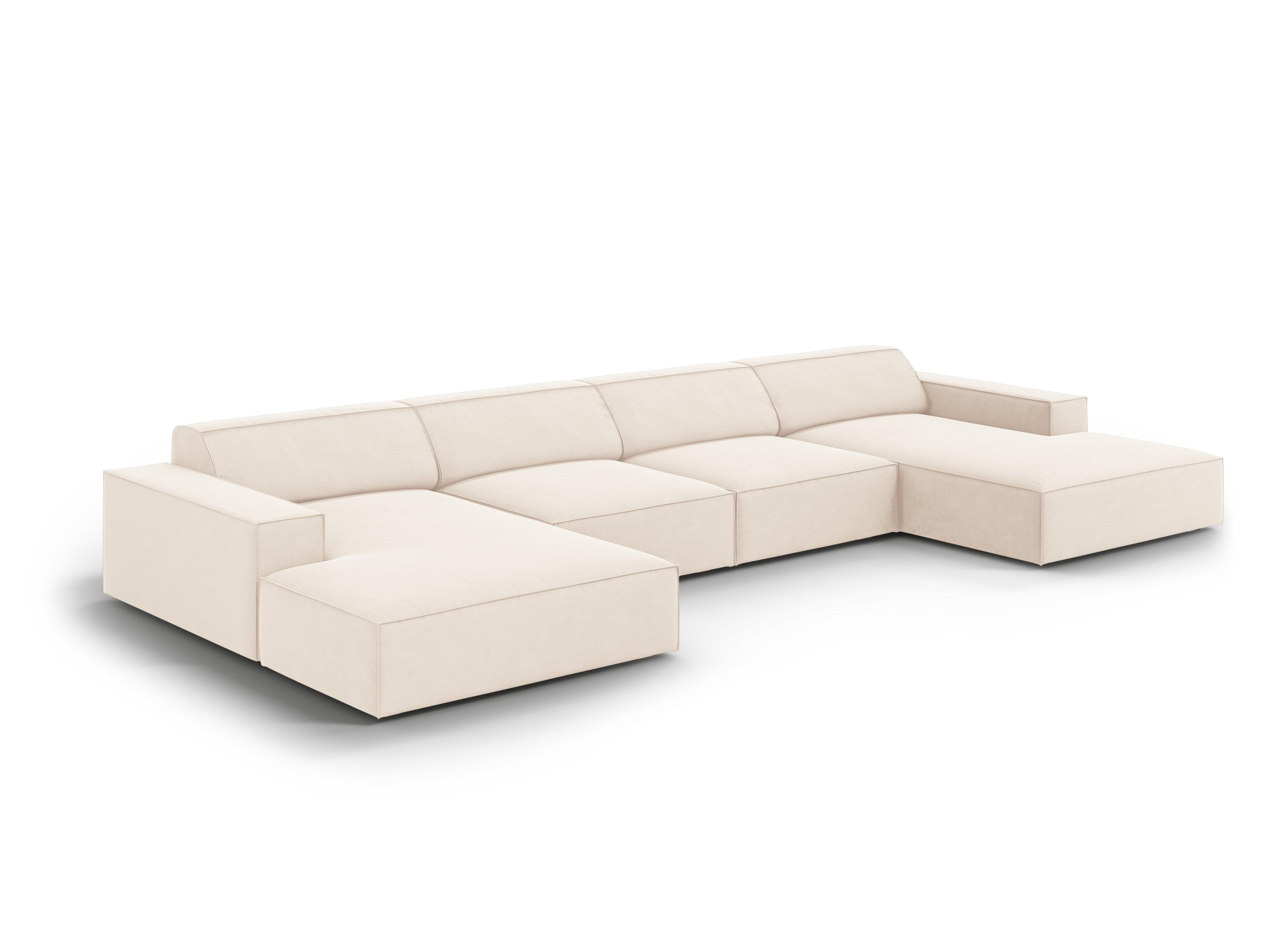 Sofa panoramiczna aksamitna JODIE jasnobeżowy Micadoni    Eye on Design