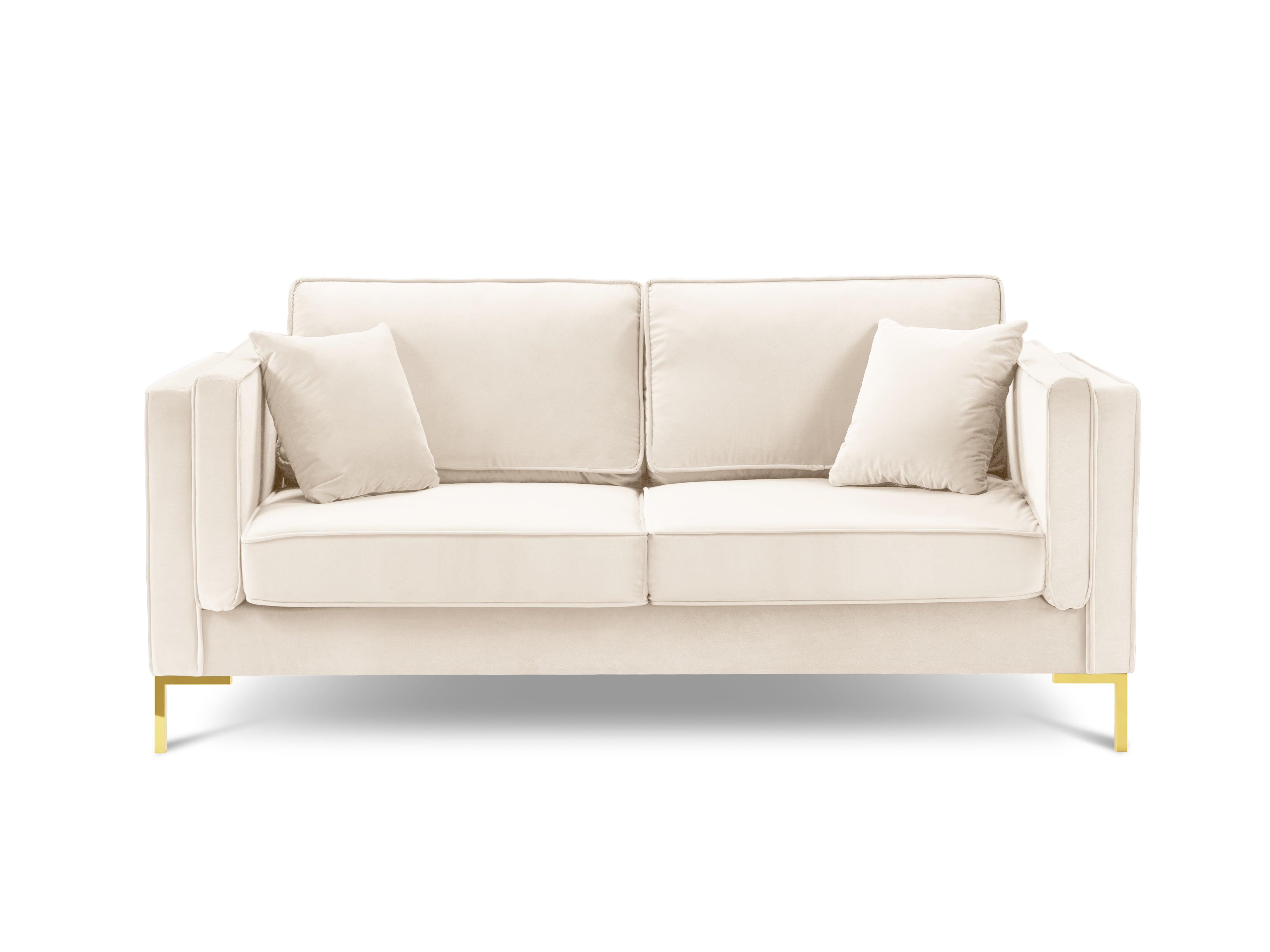 Sofa aksamitna 2-osobowa LUIS beżowy ze złotą podstawą Milo Casa    Eye on Design