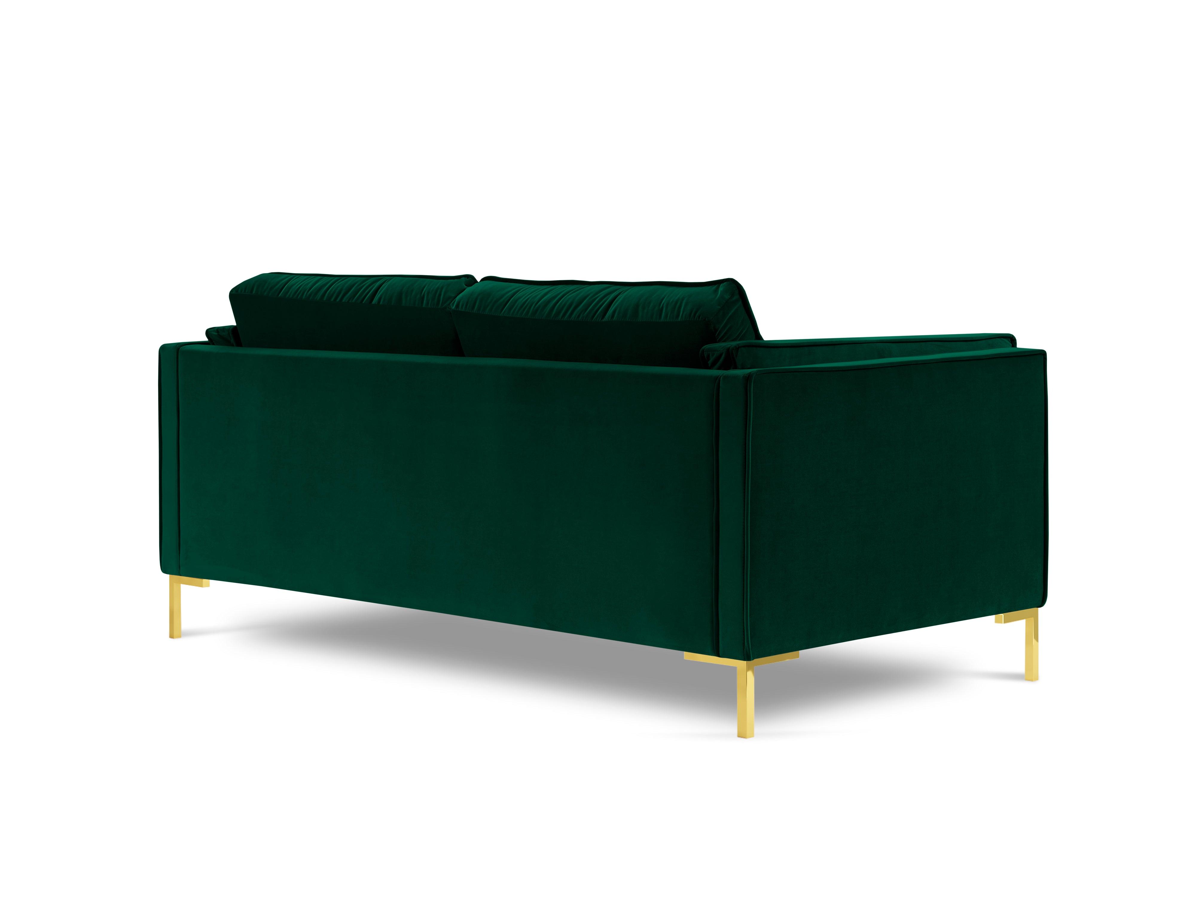 Sofa aksamitna 2-osobowa LUIS zieleń butelkowa ze złotą podstawą Milo Casa    Eye on Design