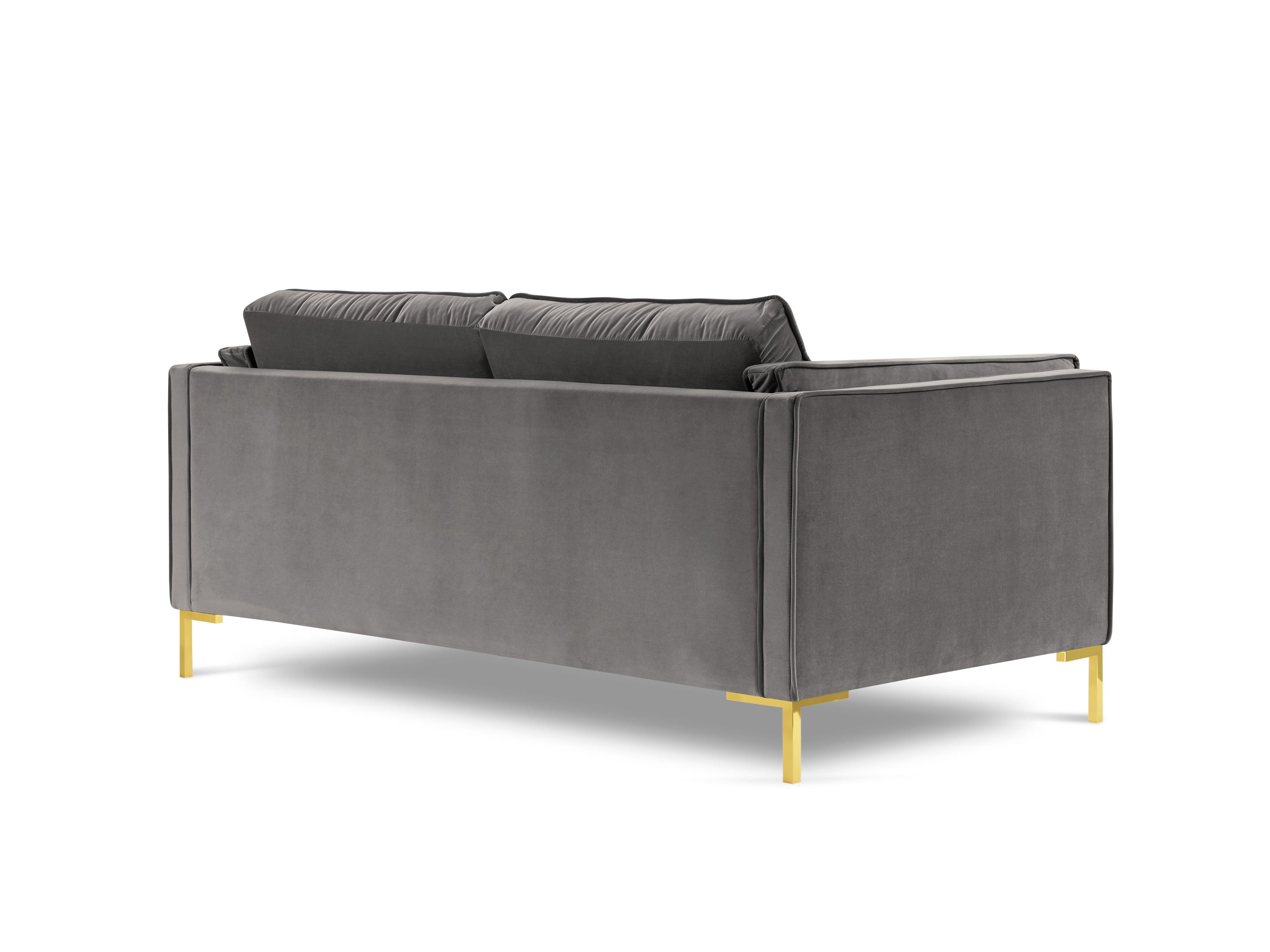 Sofa aksamitna 2-osobowa LUIS jasnoszary ze złotą podstawą Milo Casa    Eye on Design