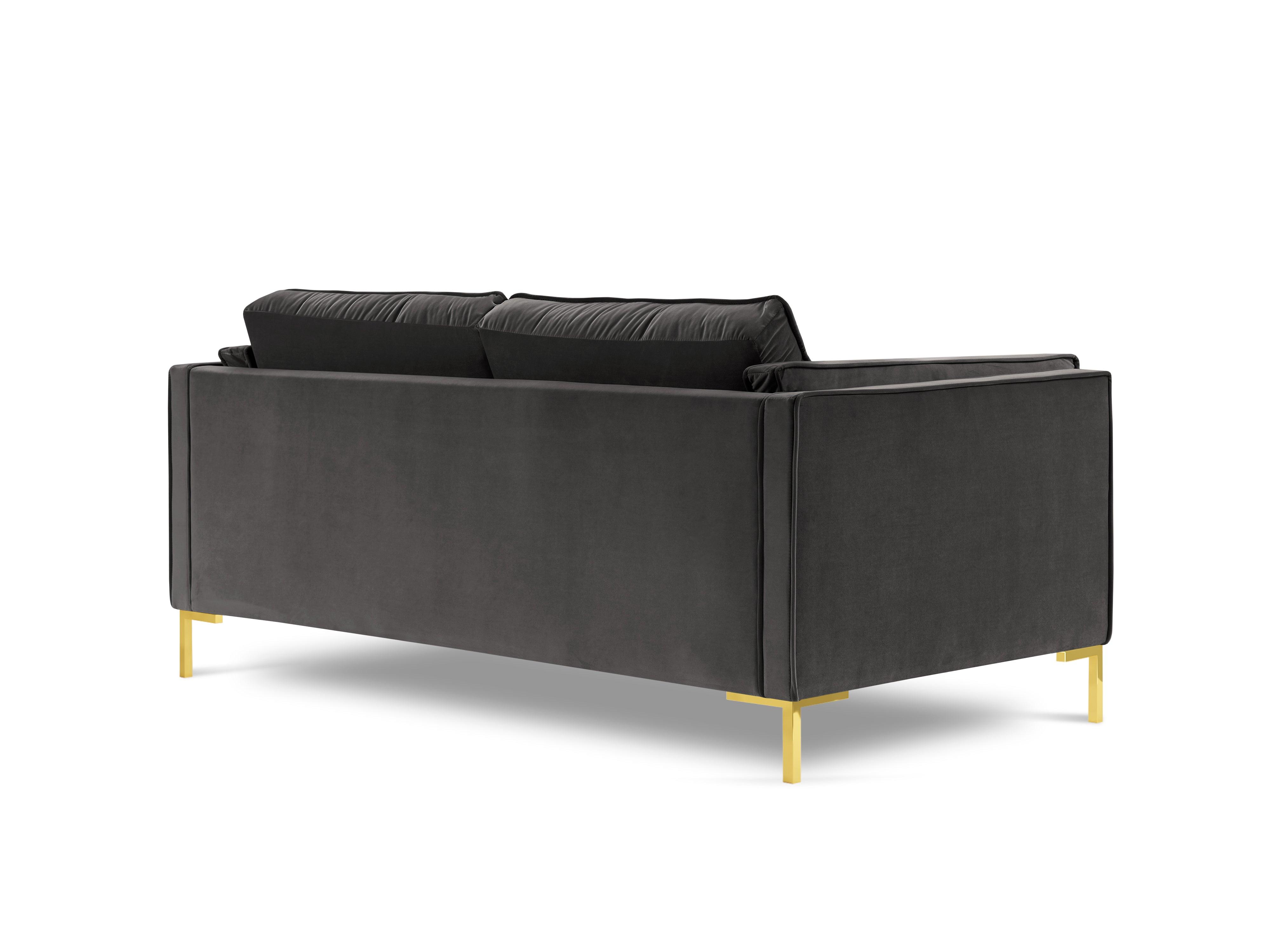 Sofa aksamitna 2-osobowa LUIS ciemnoszary ze złotą podstawą Milo Casa    Eye on Design