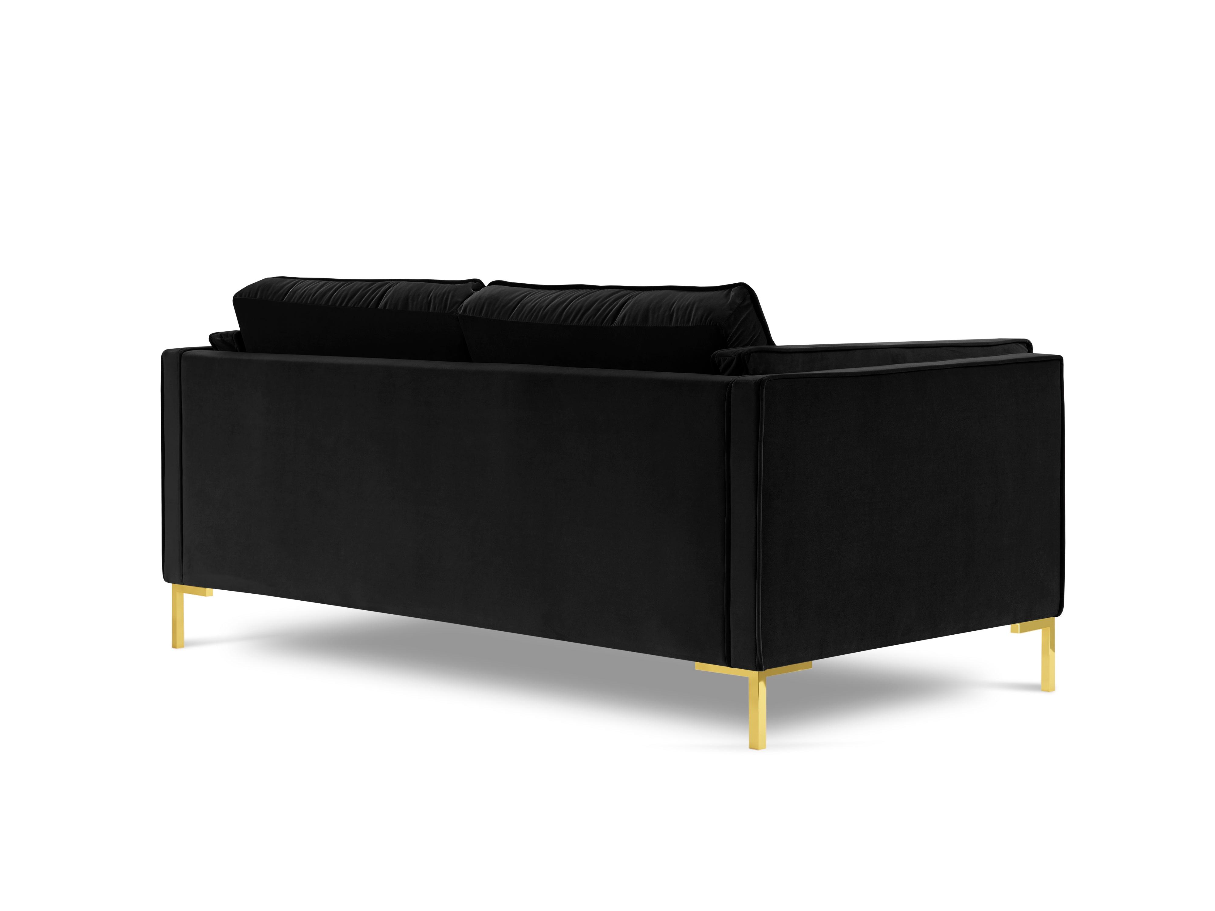 Sofa aksamitna 2-osobowa LUIS czarny ze złotą podstawą Milo Casa    Eye on Design