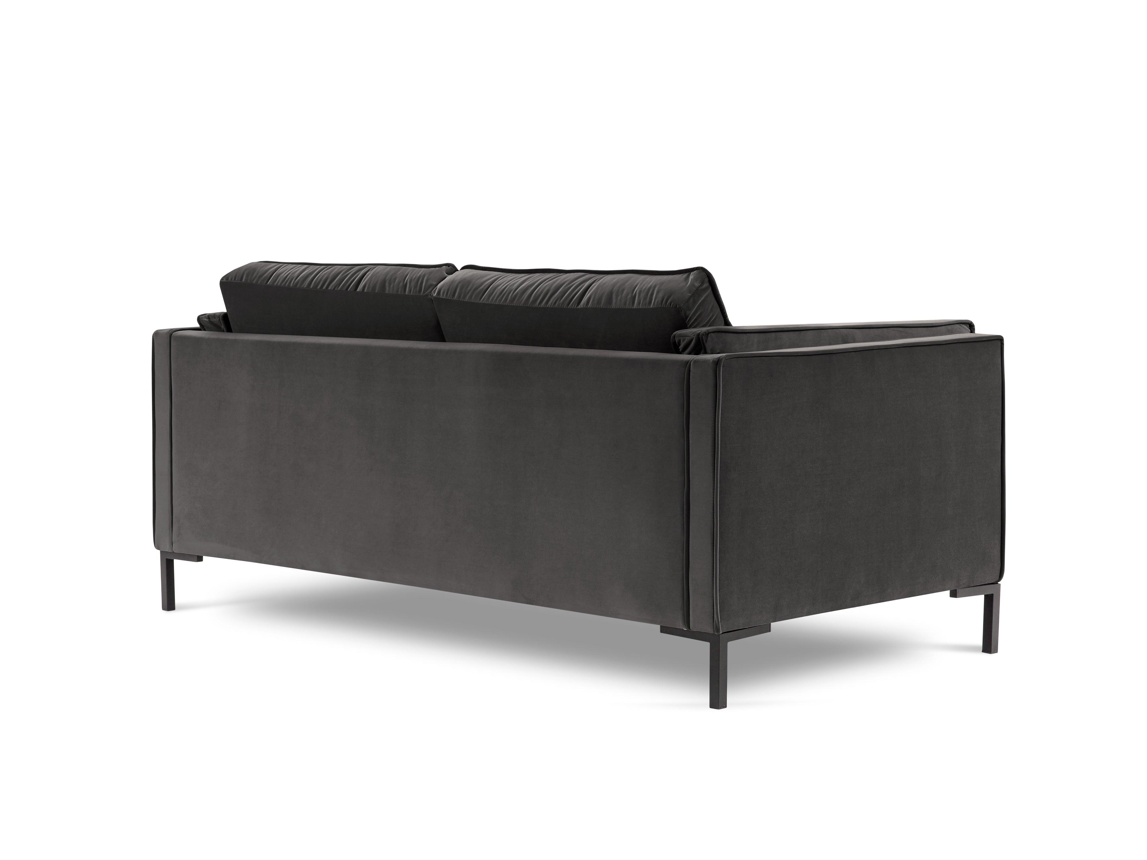 Sofa aksamitna 2-osobowa LUIS ciemnoszary z czarną podstawą Milo Casa    Eye on Design
