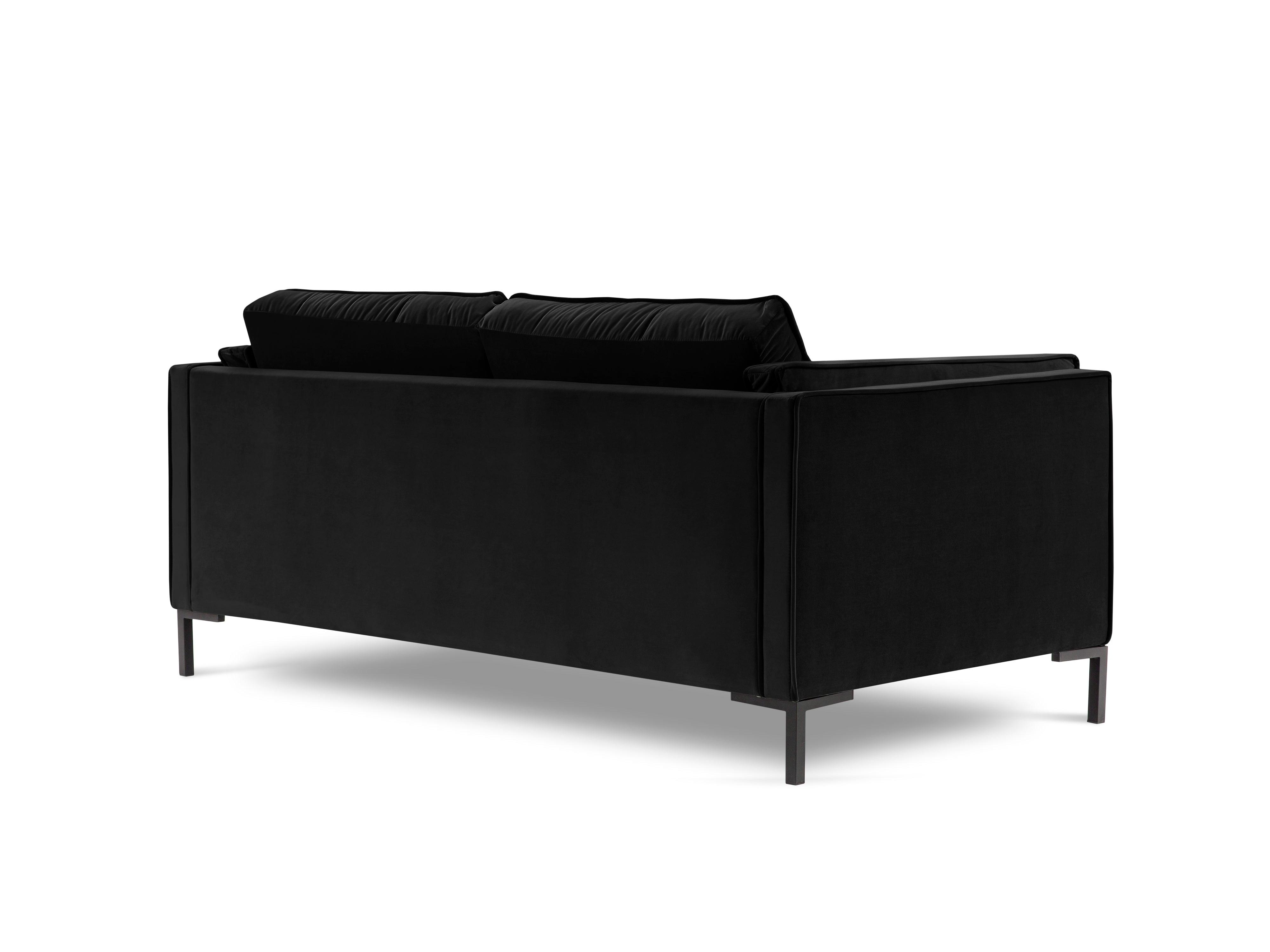 Sofa aksamitna 2-osobowa LUIS czarny z czarną podstawą Milo Casa    Eye on Design