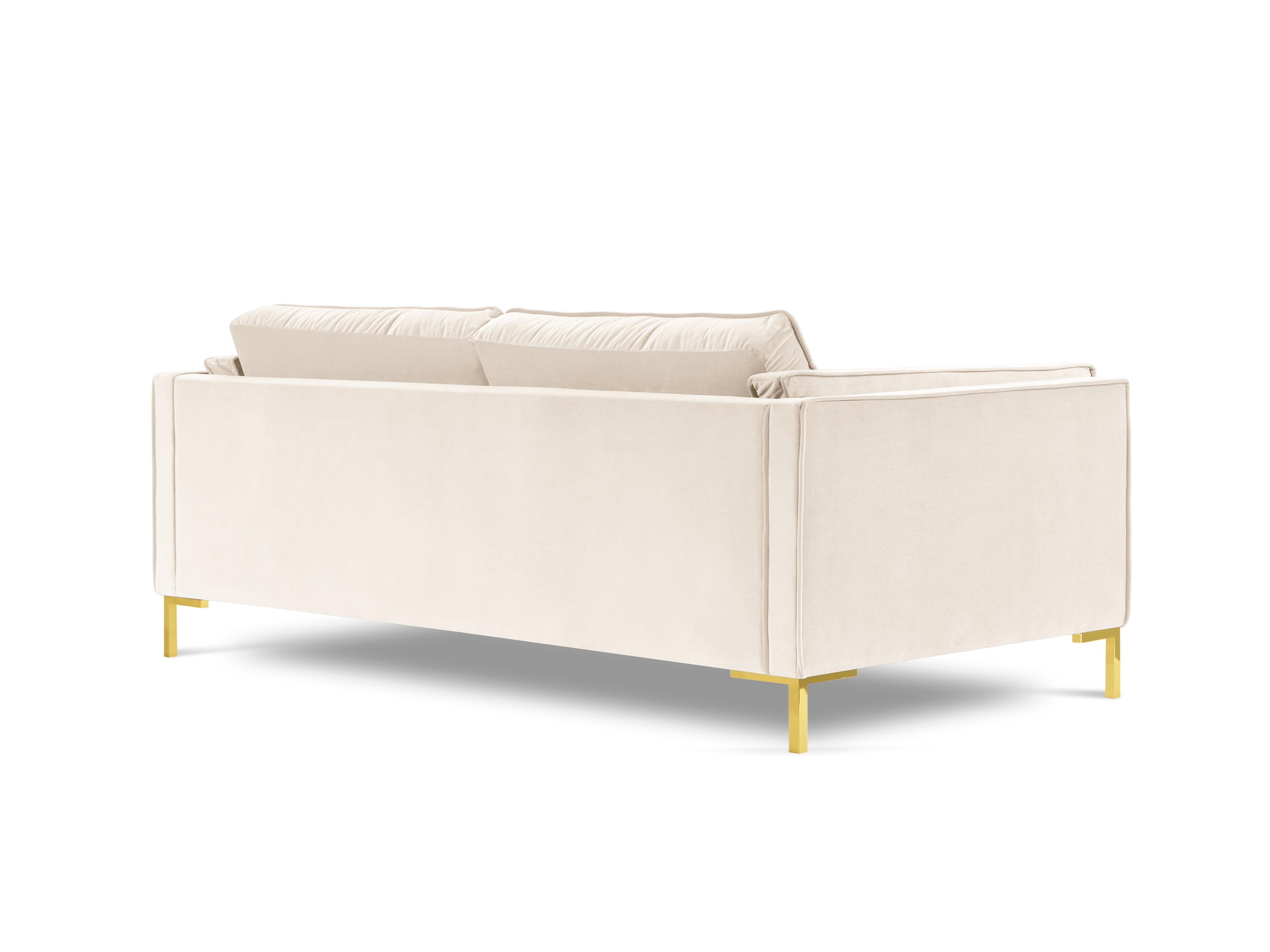 Sofa aksamitna 3-osobowa LUIS beżowy ze złotą podstawą Milo Casa    Eye on Design
