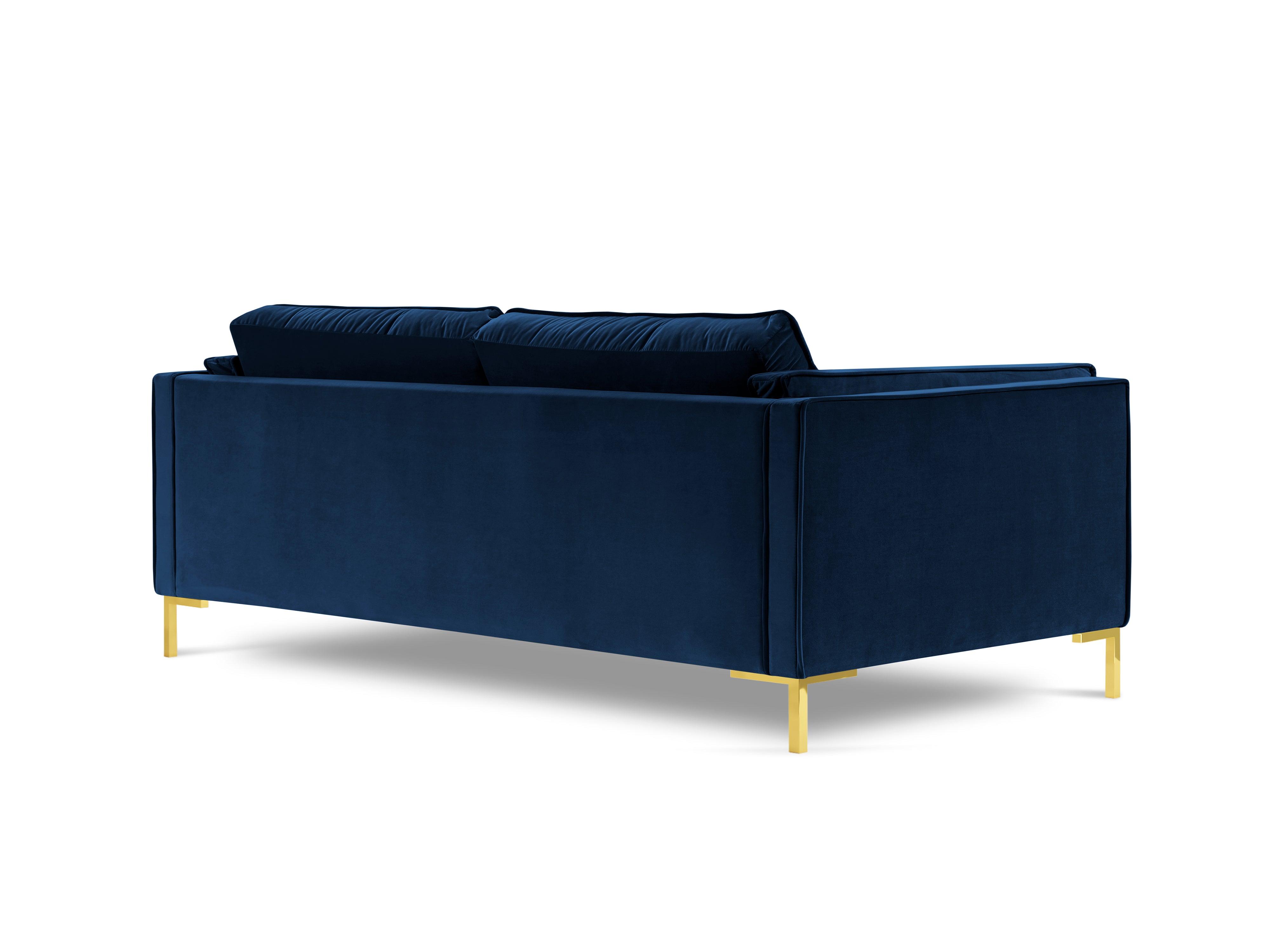 Sofa aksamitna 3-osobowa LUIS granat królewski ze złotą podstawą Milo Casa    Eye on Design