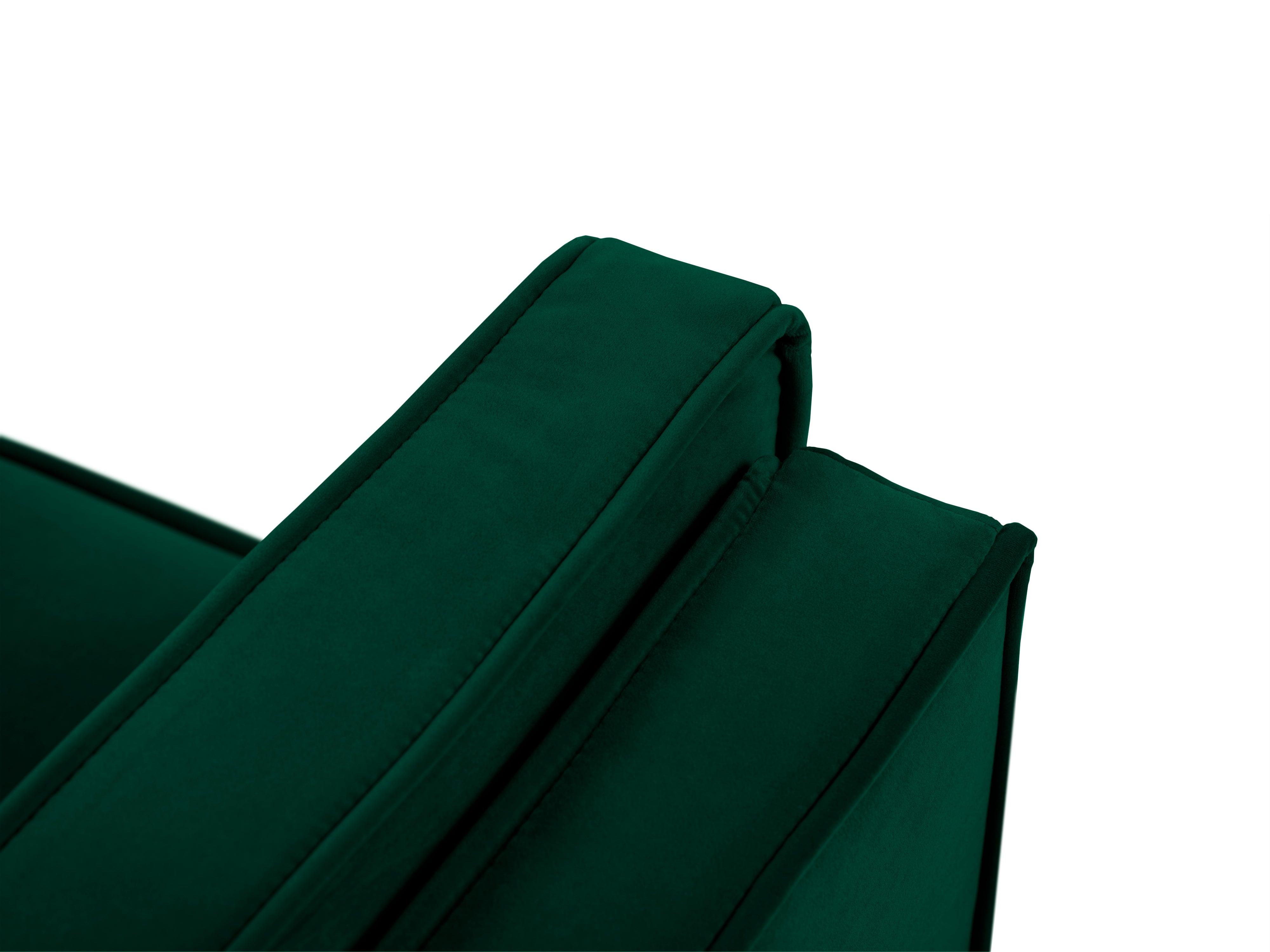 Sofa aksamitna 3-osobowa LUIS zieleń butelkowa ze złotą podstawą Milo Casa    Eye on Design