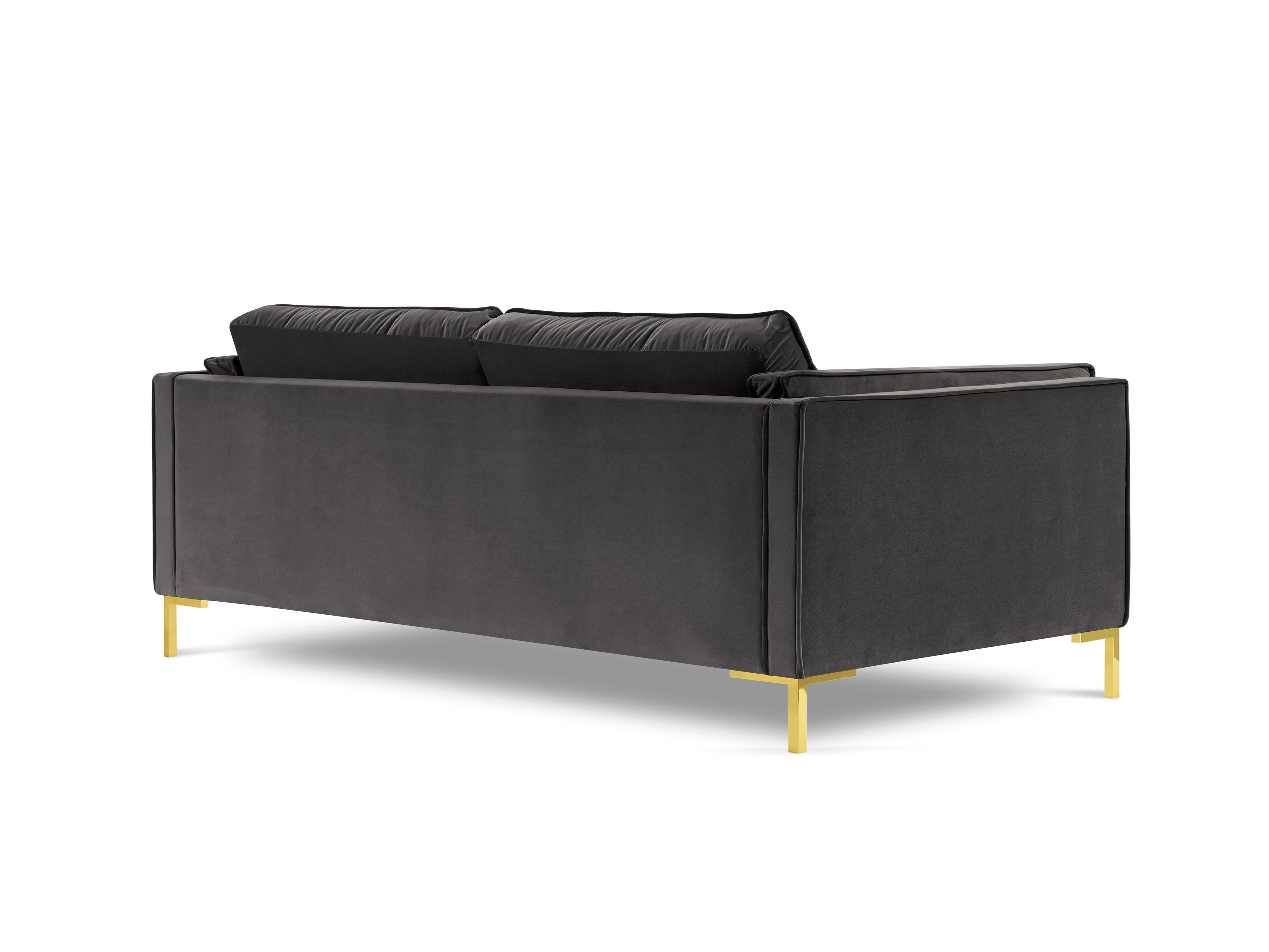 Sofa aksamitna 3-osobowa LUIS ciemnoszary ze złotą podstawą Milo Casa    Eye on Design